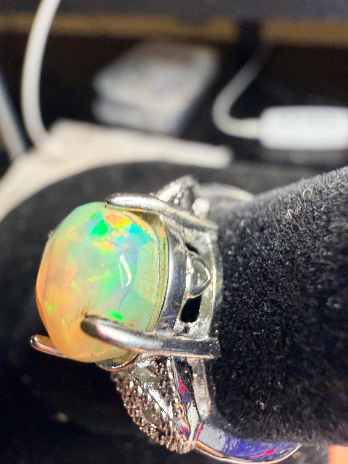 2.3 carat Ethiopian opal adjustable ring