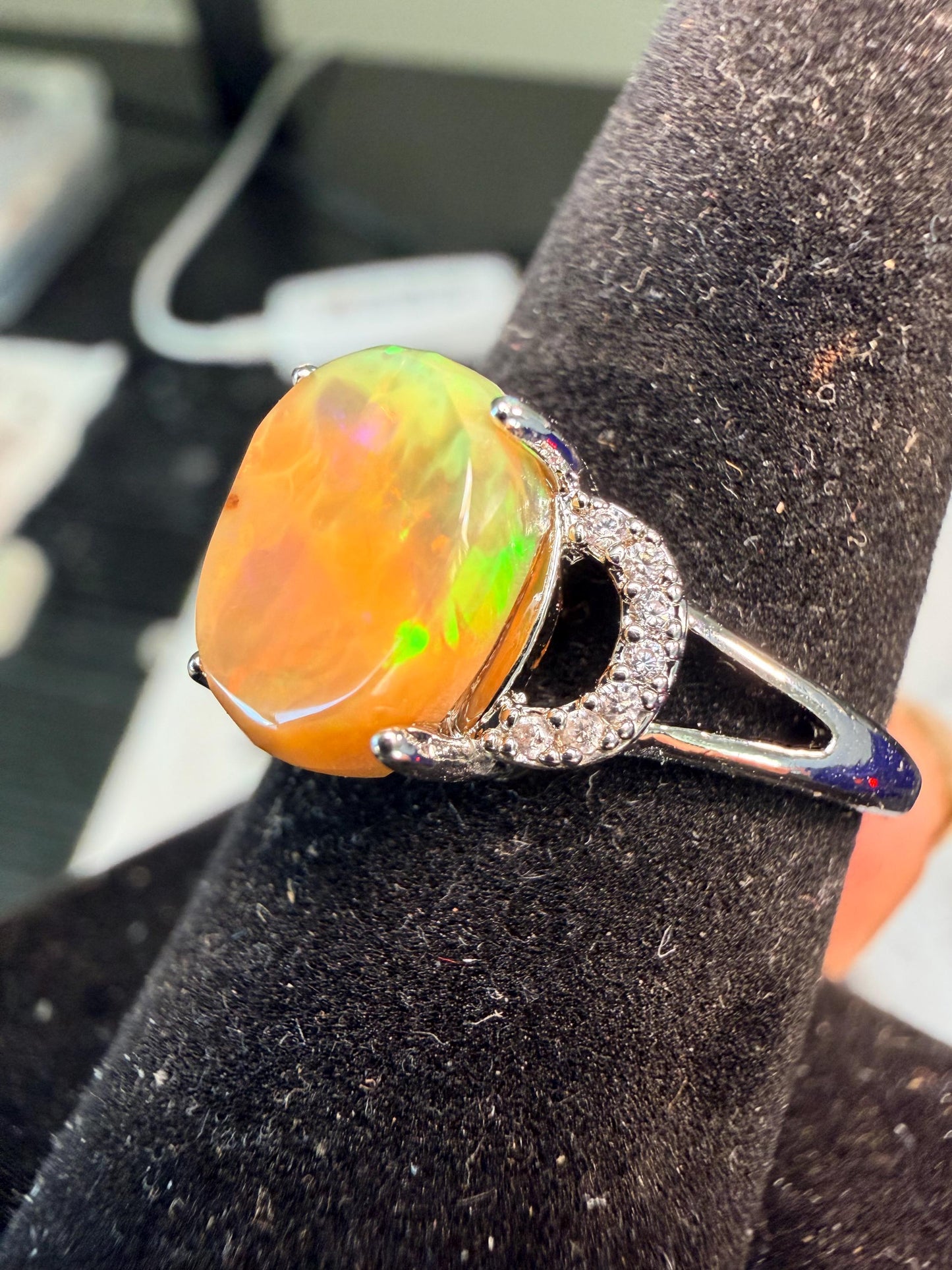 2.1 carat Ethiopian opal adjustable ring