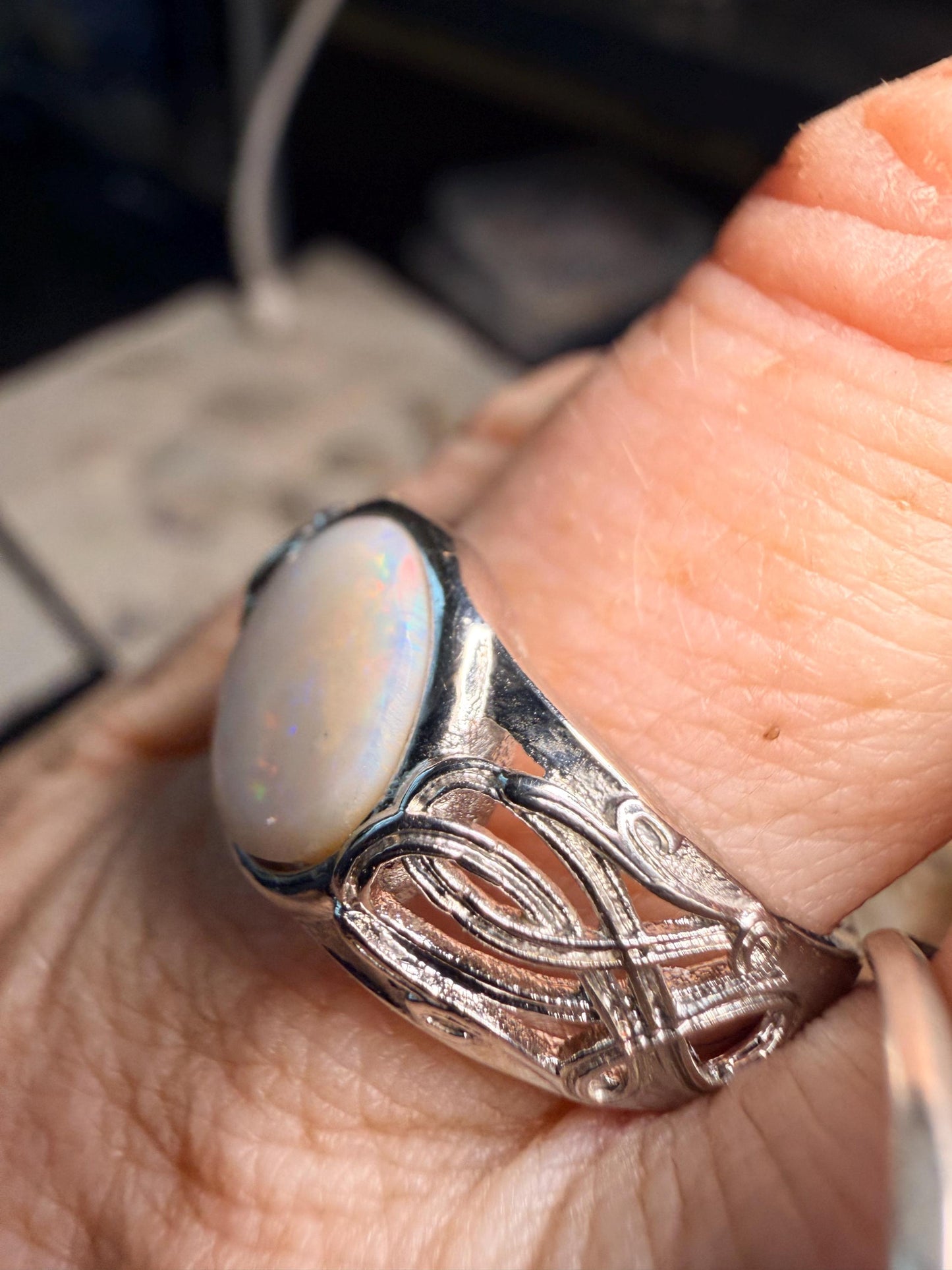 1.8 carat Australian opal adjustable ring