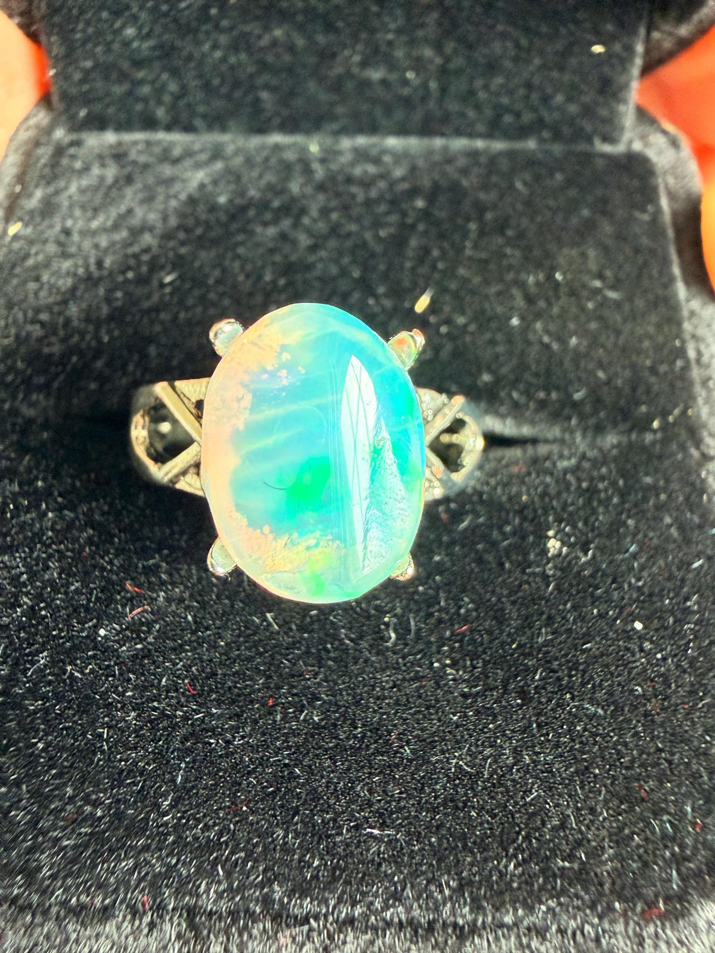 2.4 carat Ethiopian opal adjustable ring