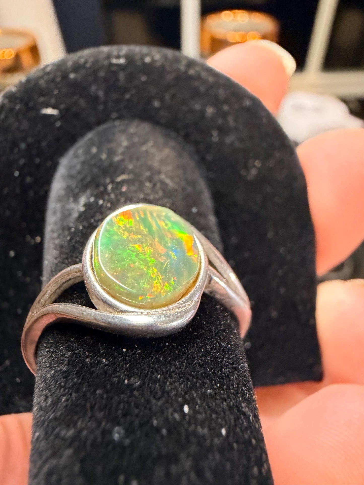 2.1 carat Ethiopian opal adjustable ring
