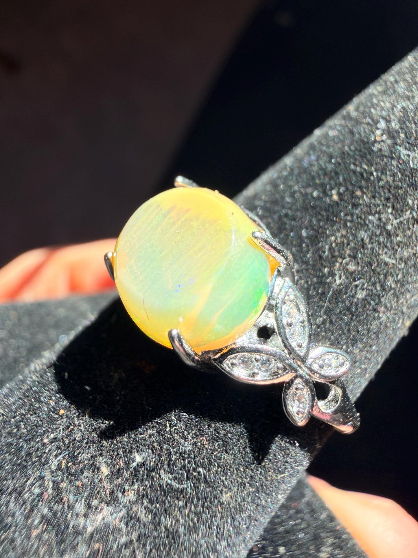 2.3 carat Ethiopian opal adjustable ring