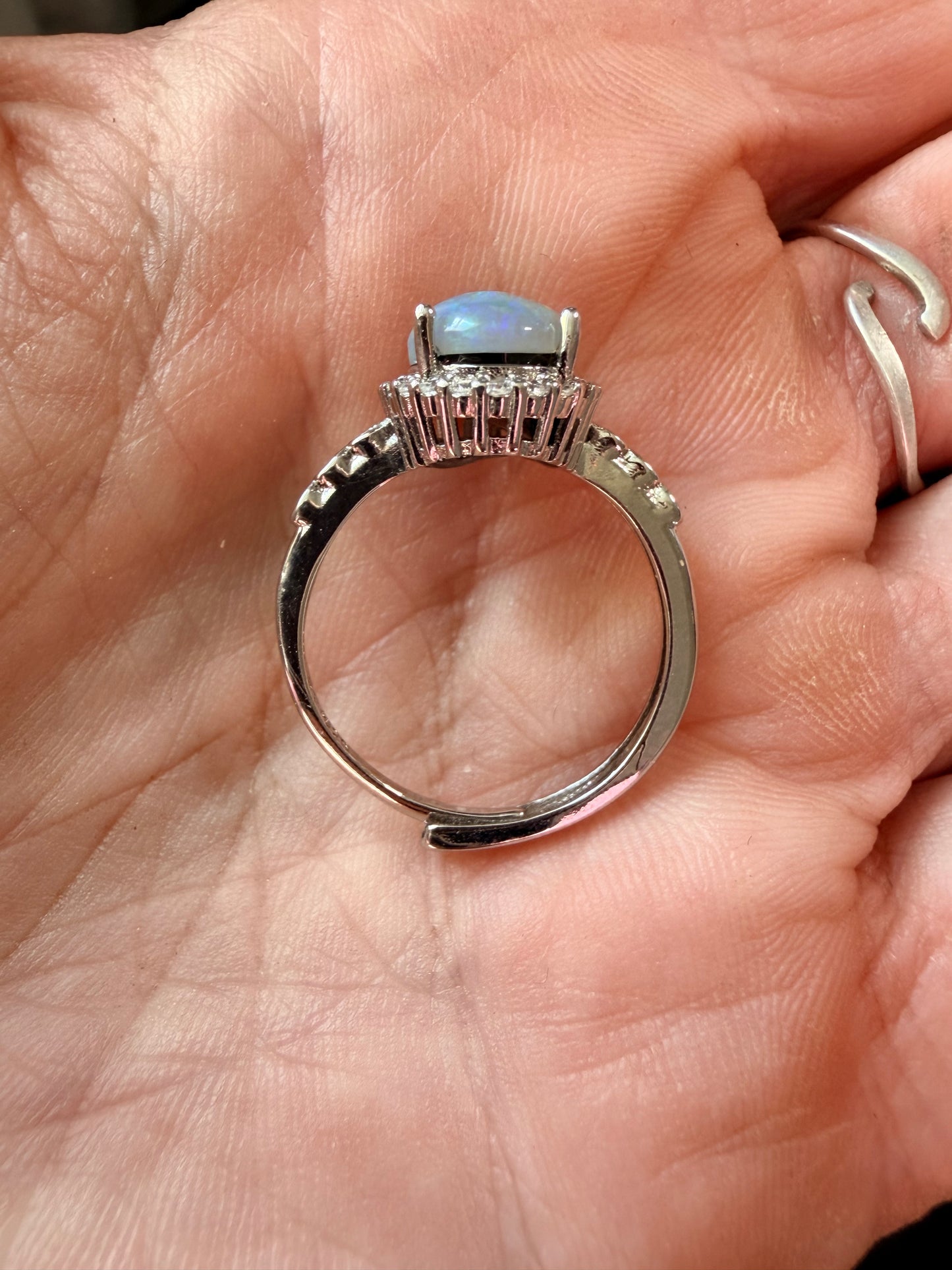 1.9 carat Ethiopian opal adjustable ring super blue honeycomb confetti