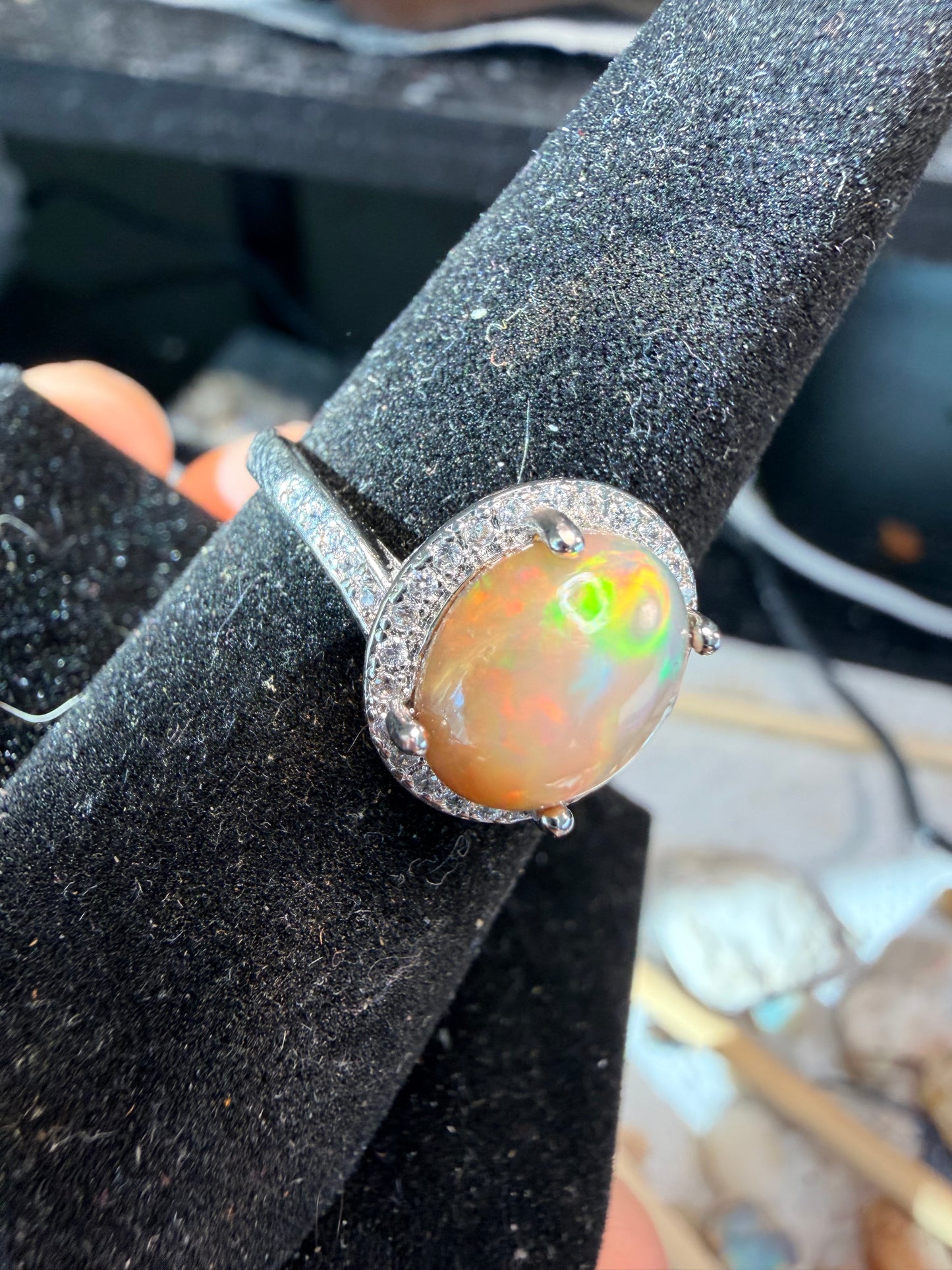 1.8 carat Ethiopian opal adjustable ring 925 silver
