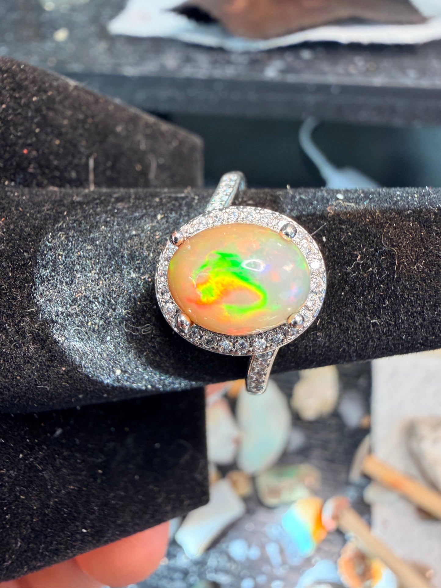 1.8 carat Ethiopian opal adjustable ring 925 silver
