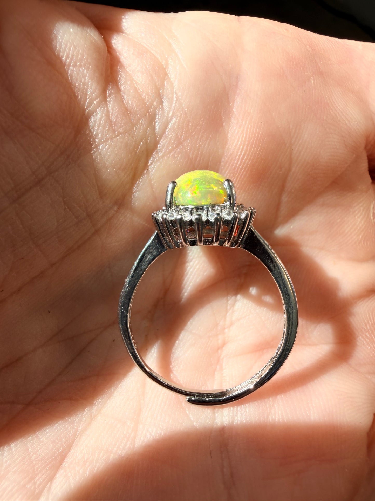 1.7 carat Ethiopian opal adjustable ring 925 silver setting
