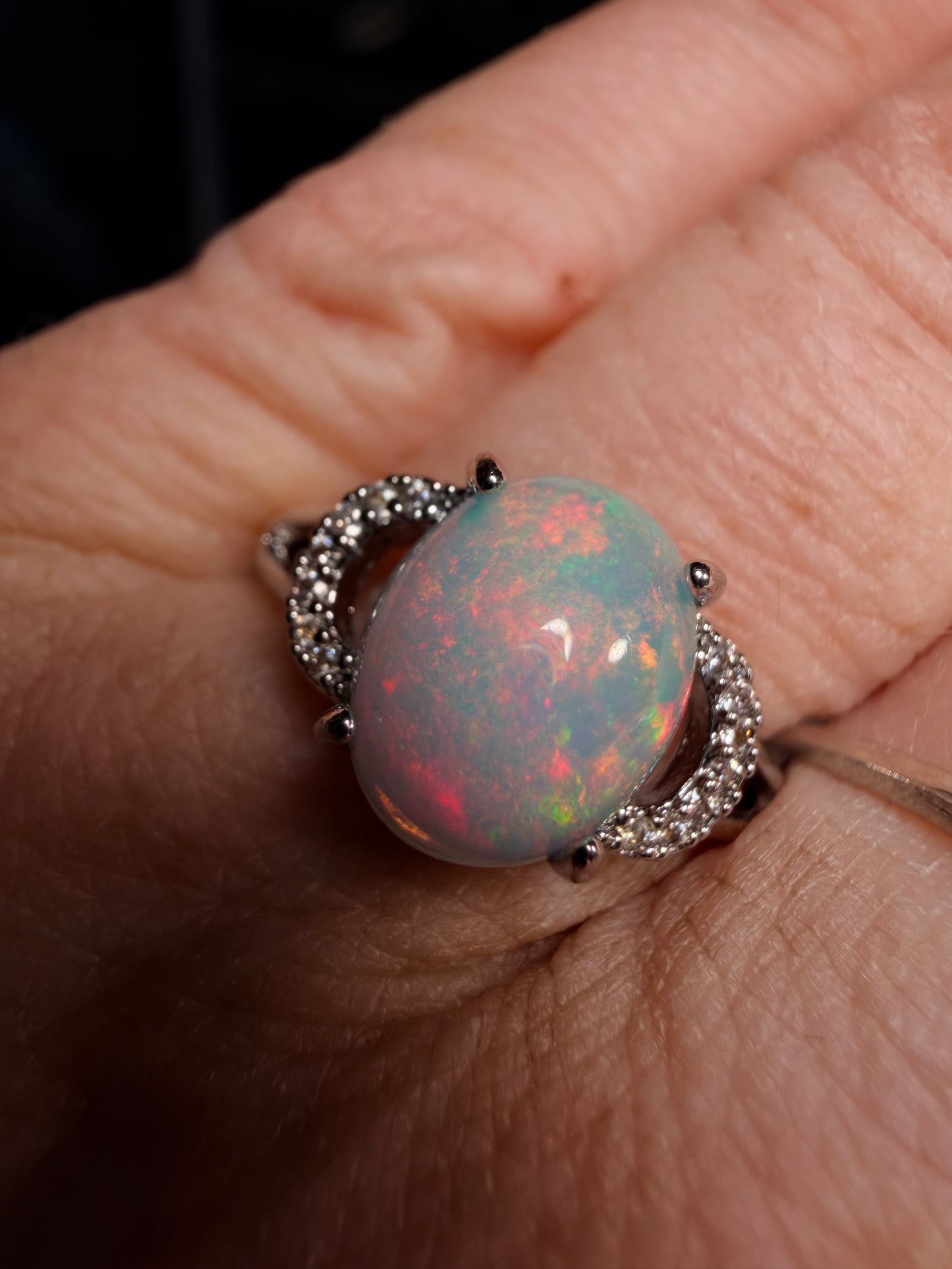 1.8 carat Ethiopian opal adjustable ring pink flash