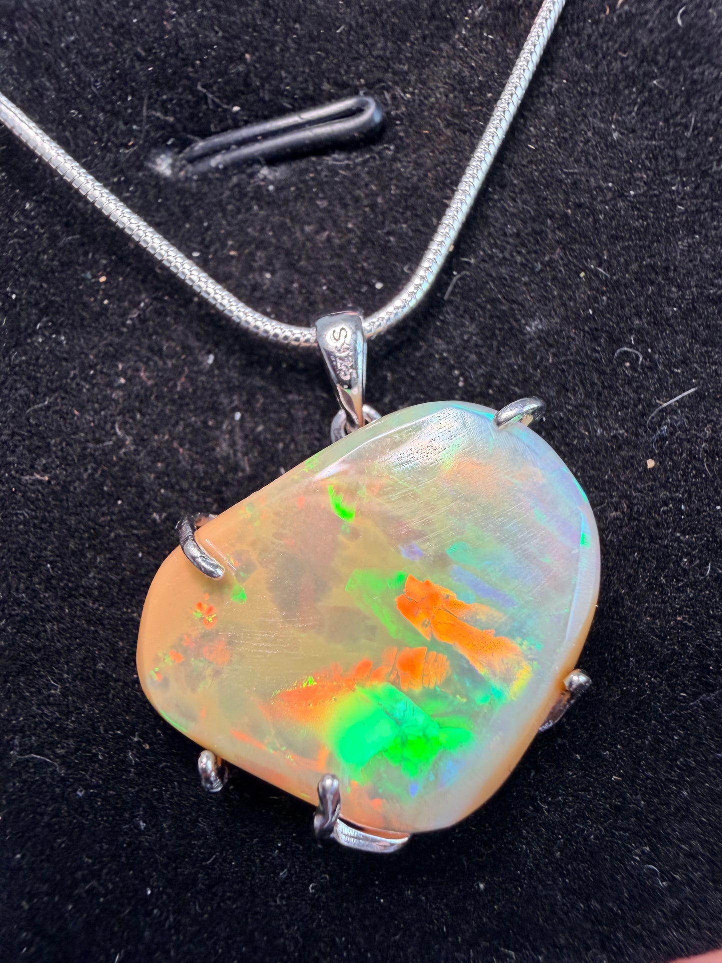 11.3 carat Ethiopian opal Freeform pendant with chain large