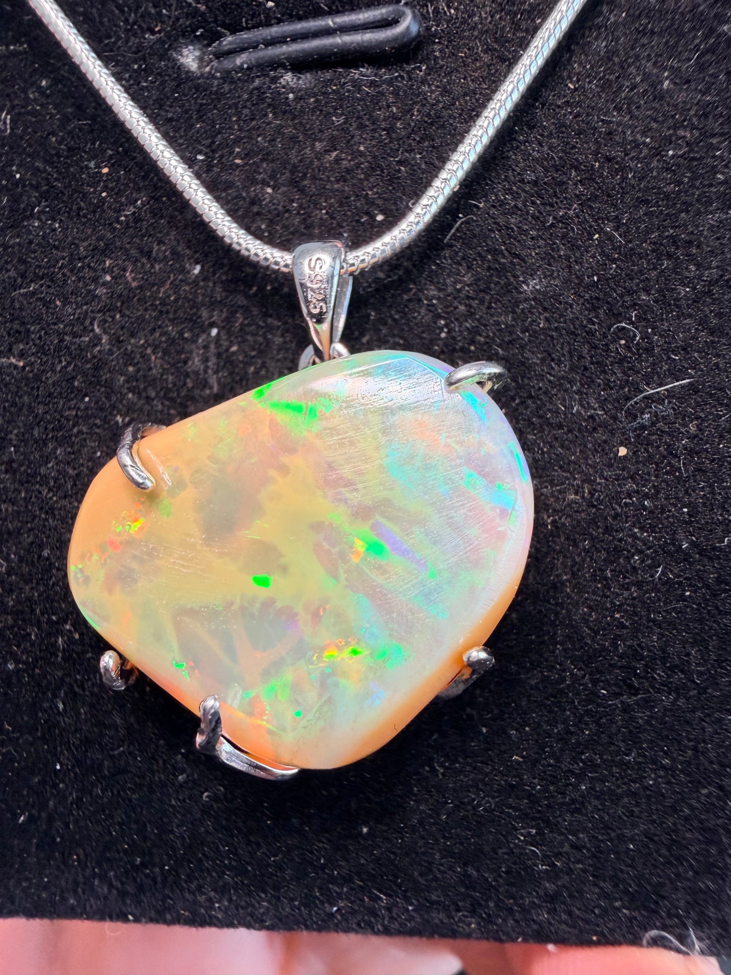 11.3 carat Ethiopian opal Freeform pendant with chain large