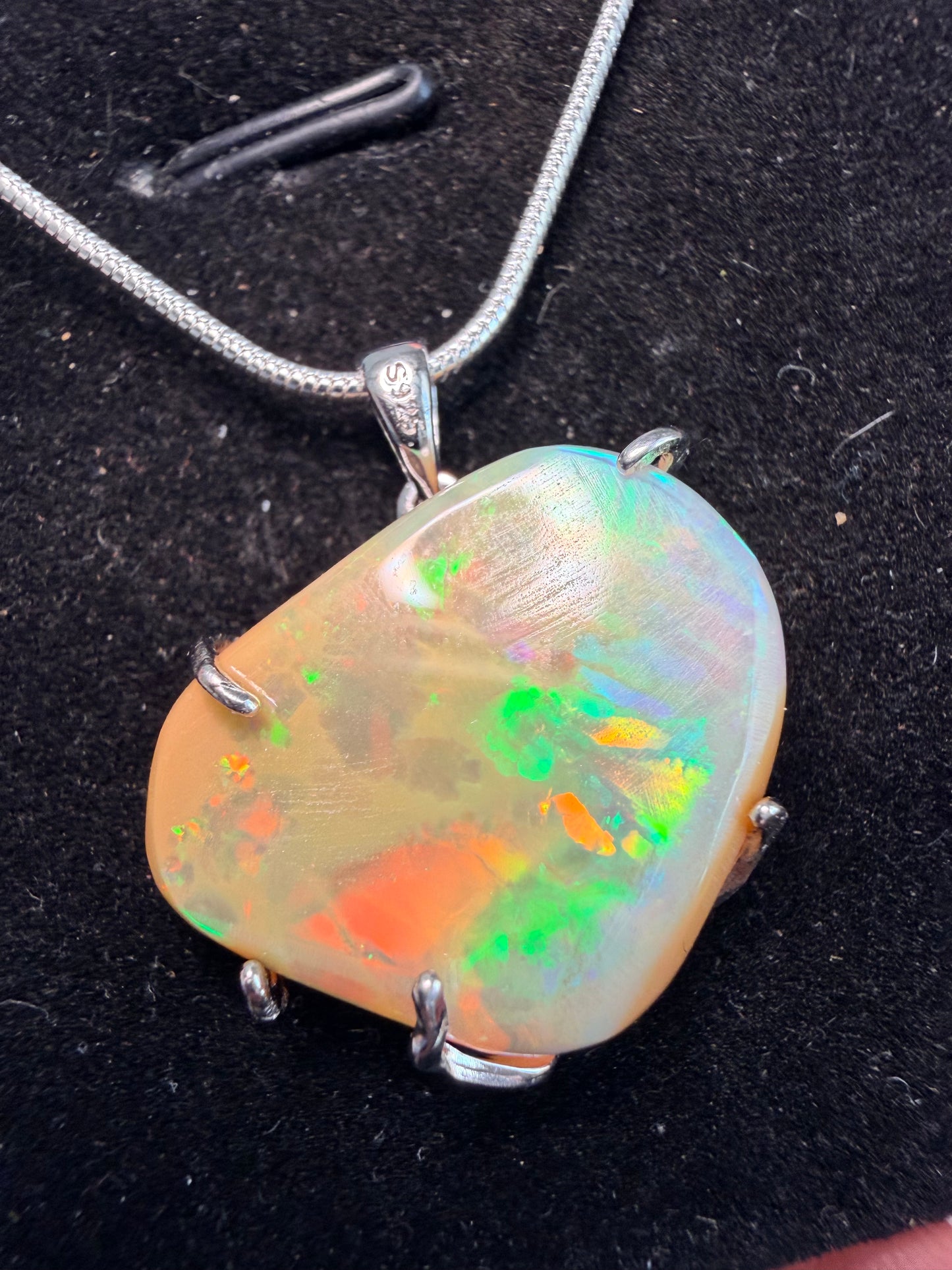11.3 carat Ethiopian opal Freeform pendant with chain large