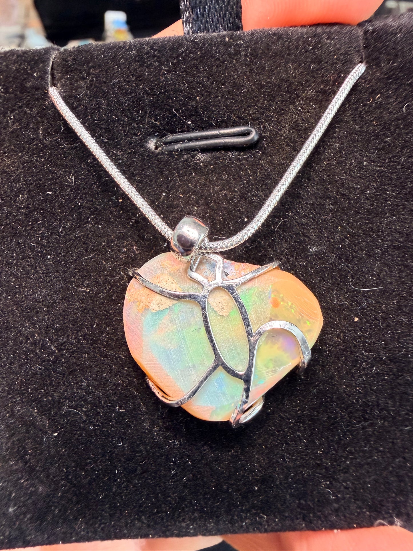 11.3 carat Ethiopian opal Freeform pendant with chain large