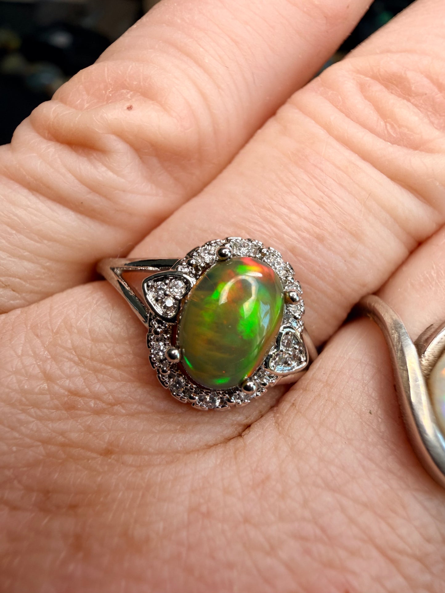 1.2 carat Ethiopian opal adjustable ring