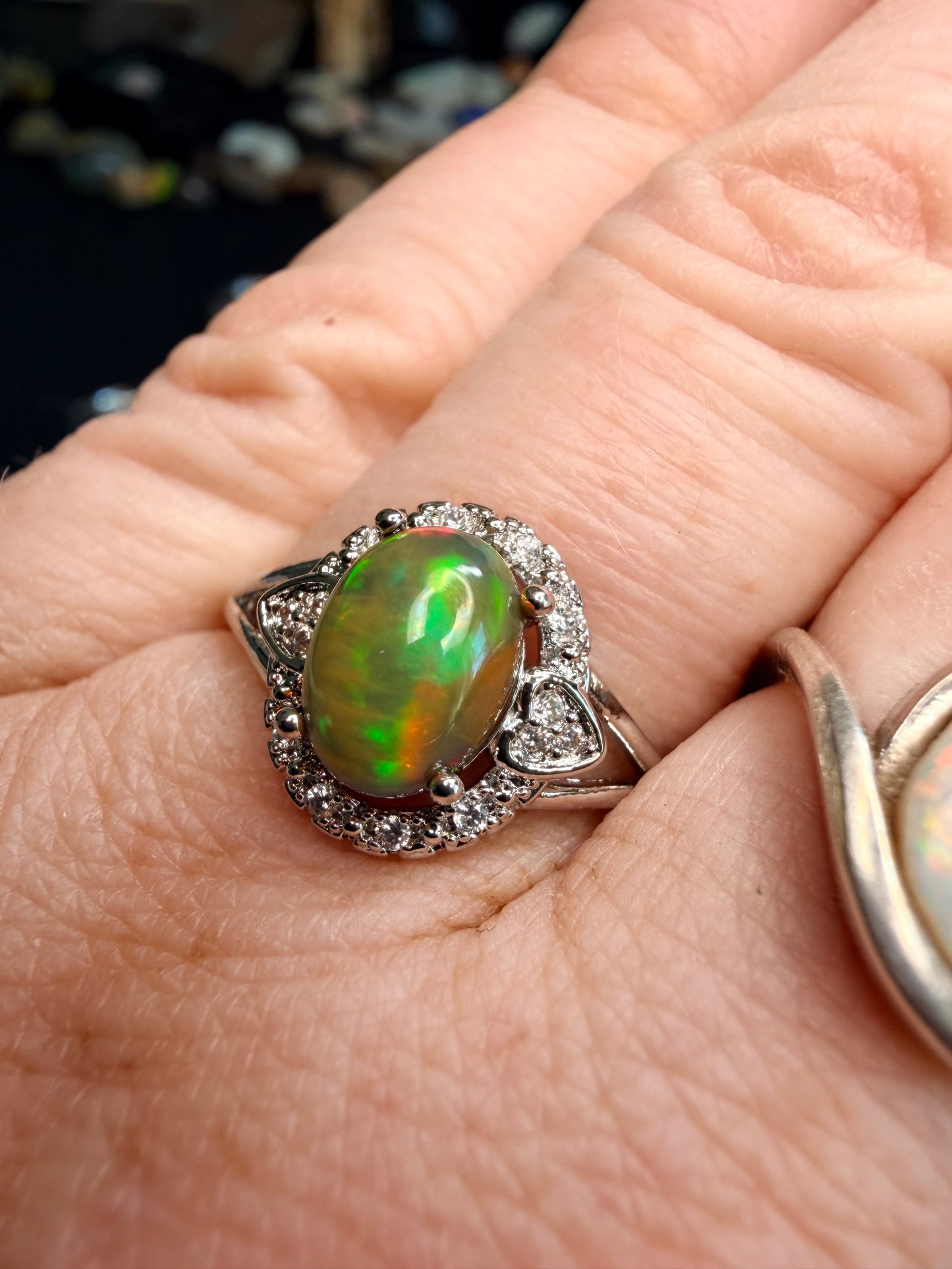 1.2 carat Ethiopian opal adjustable ring