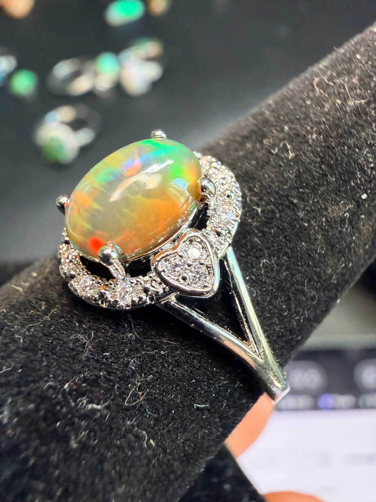 1.2 carat Ethiopian opal adjustable ring