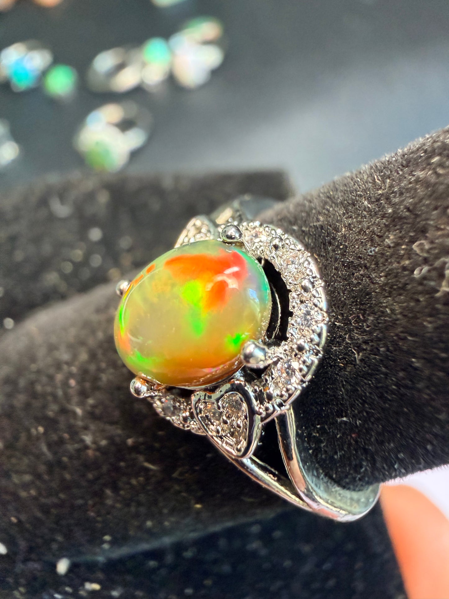1.2 carat Ethiopian opal adjustable ring