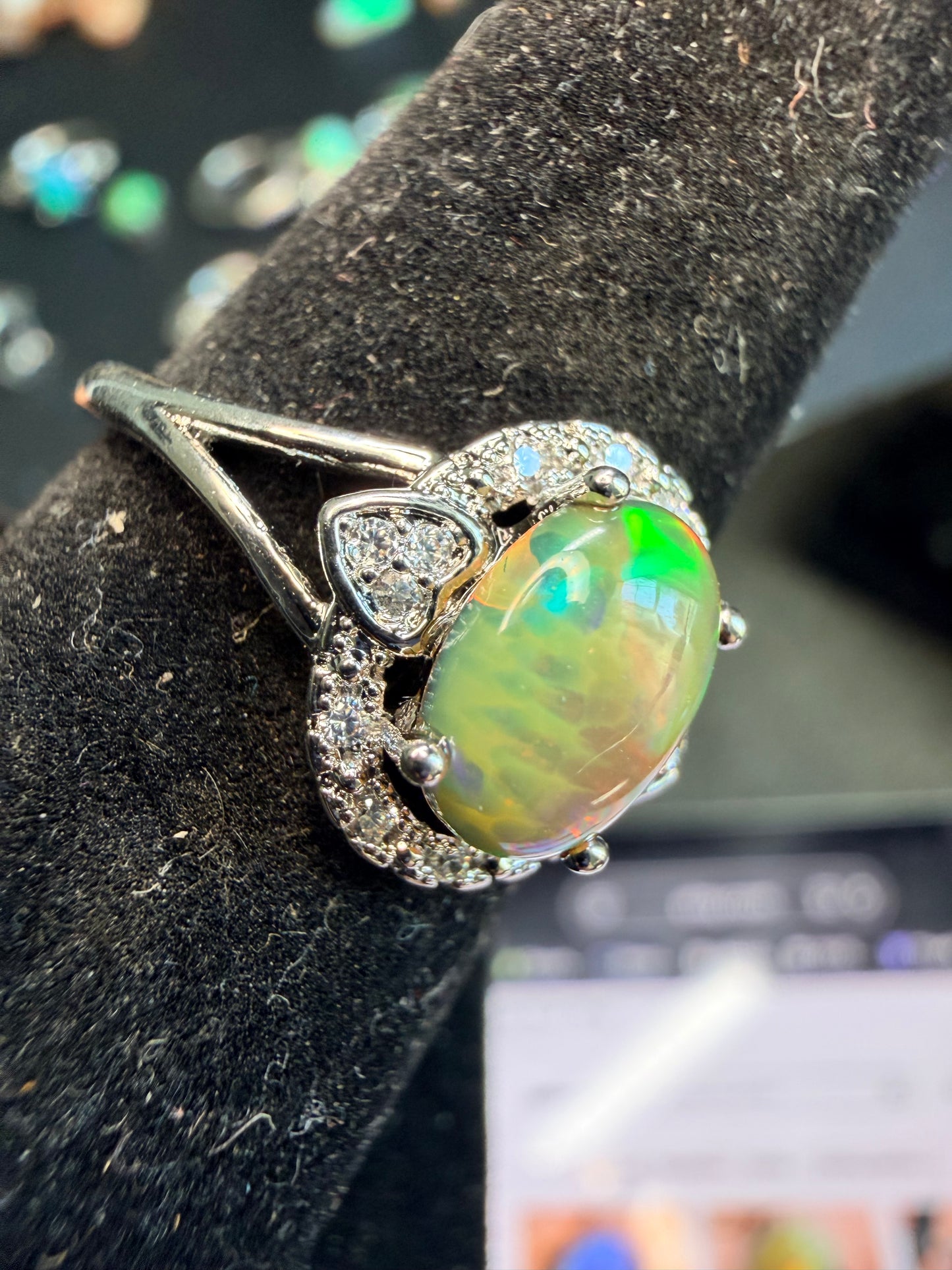 1.2 carat Ethiopian opal adjustable ring