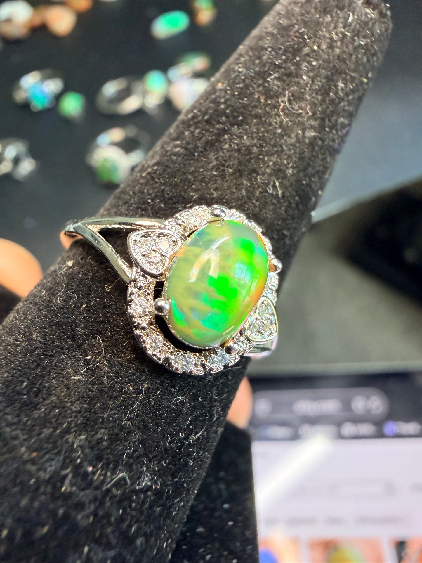 1.2 carat Ethiopian opal adjustable ring