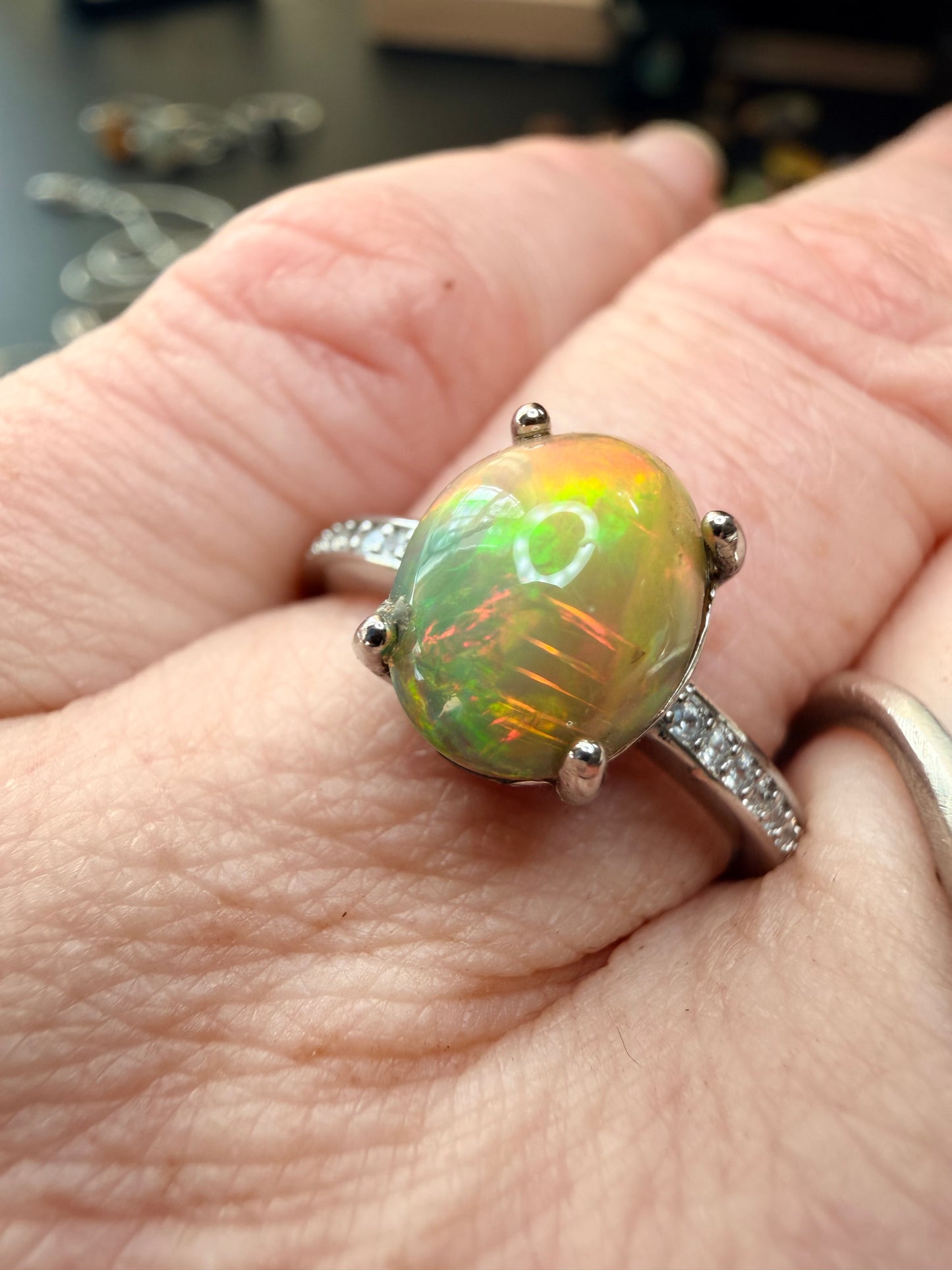 1.8 carat Ethiopian opal adjustable ring