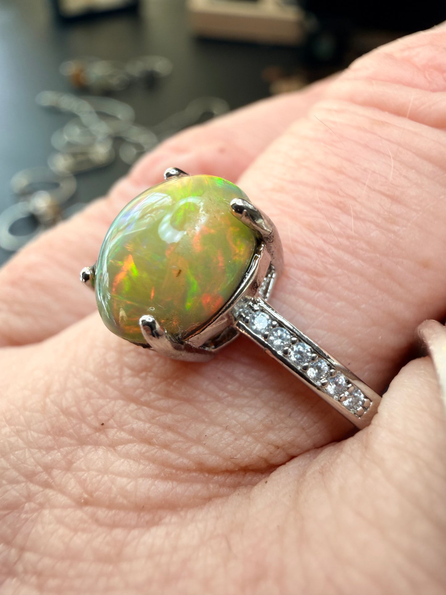 1.8 carat Ethiopian opal adjustable ring