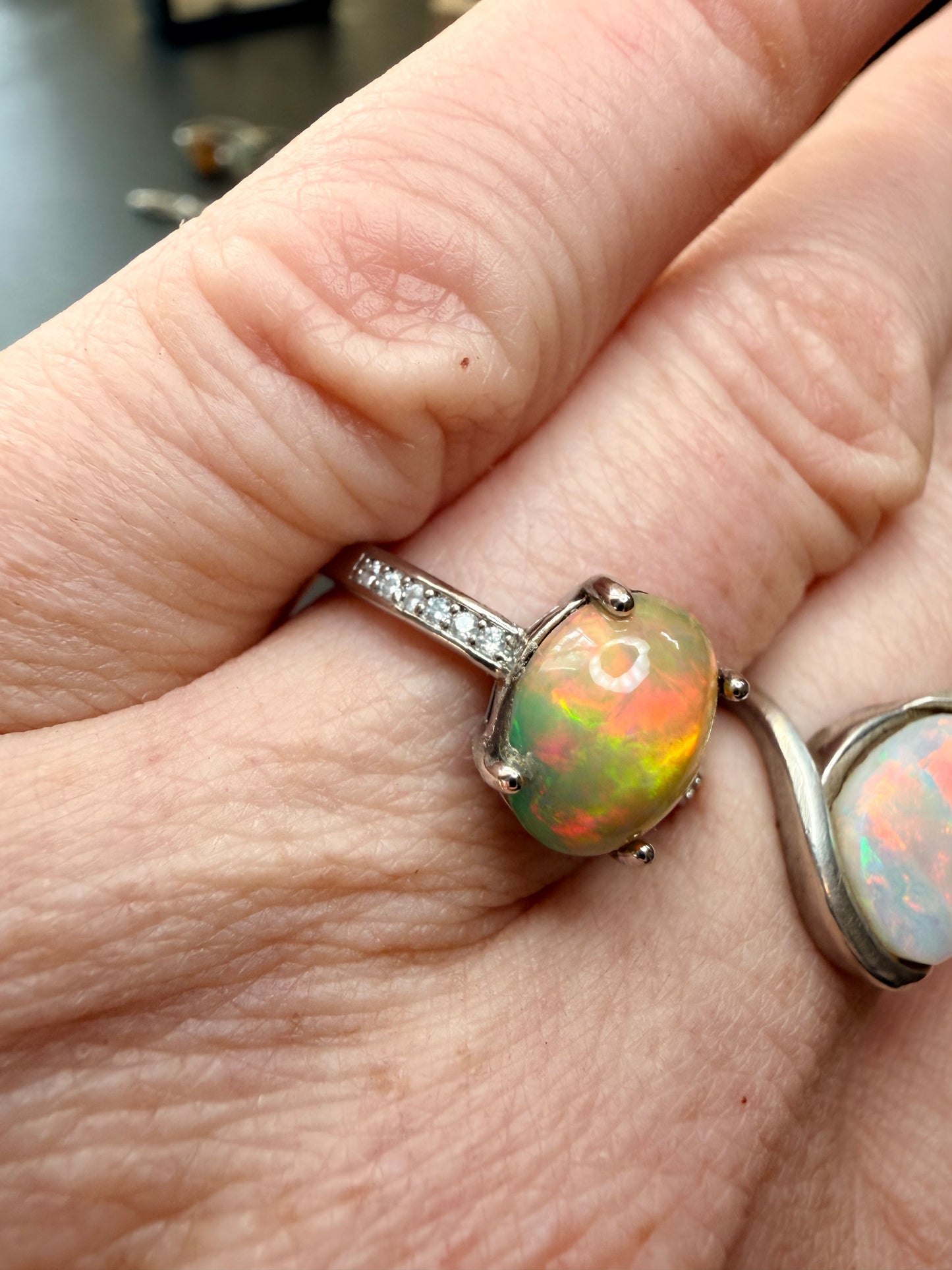 1.8 carat Ethiopian opal adjustable ring