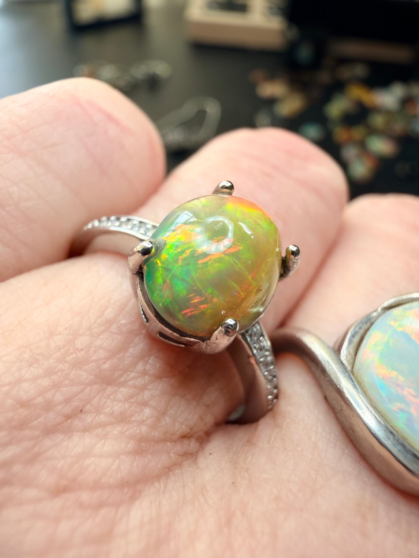 1.8 carat Ethiopian opal adjustable ring