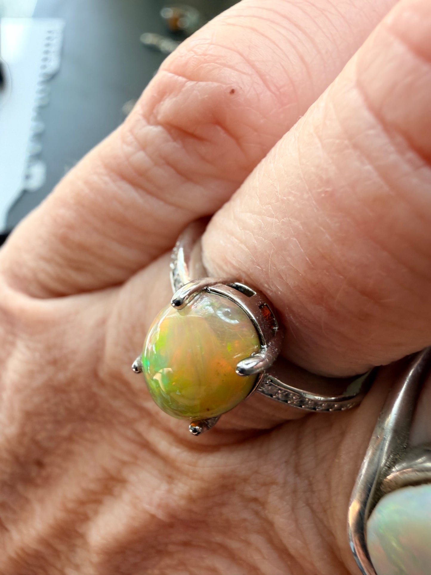 1.8 carat Ethiopian opal adjustable ring