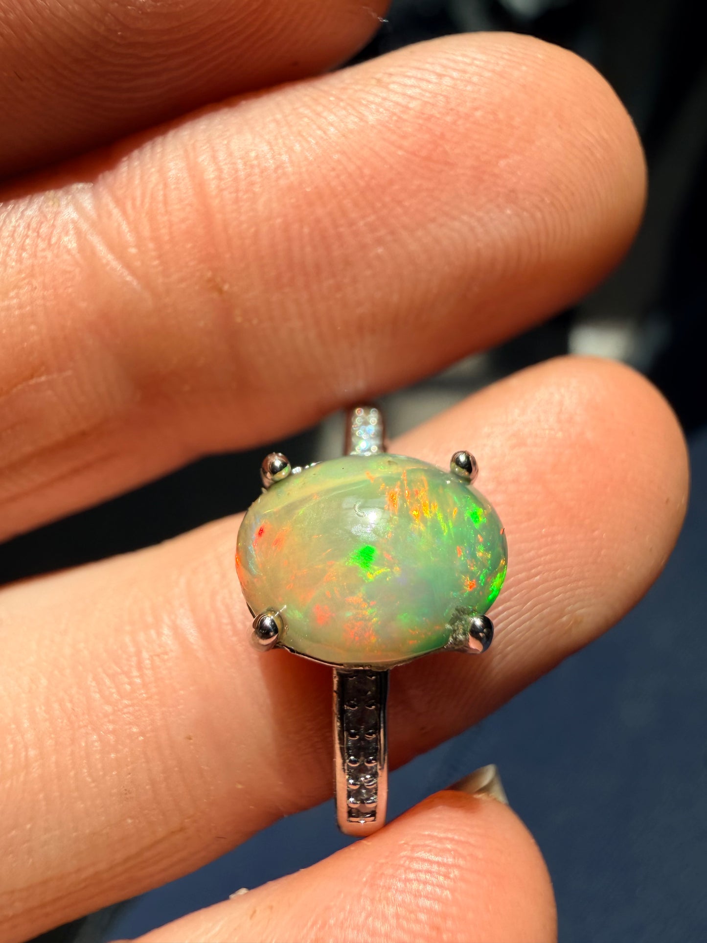 1.8 carat Ethiopian opal adjustable ring