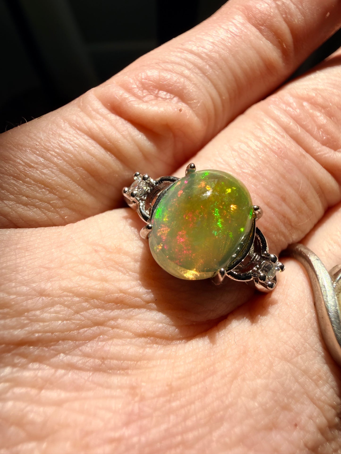 1.9 carat Ethiopian opal adjustable ring