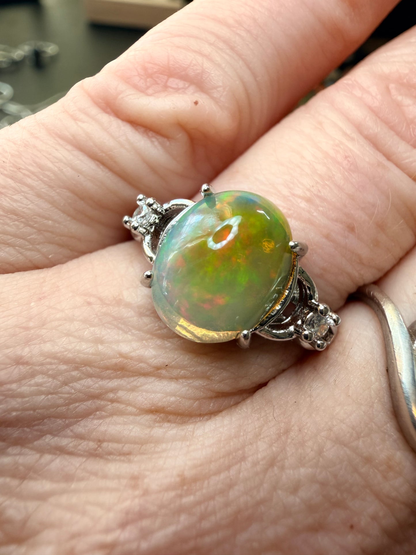 1.9 carat Ethiopian opal adjustable ring