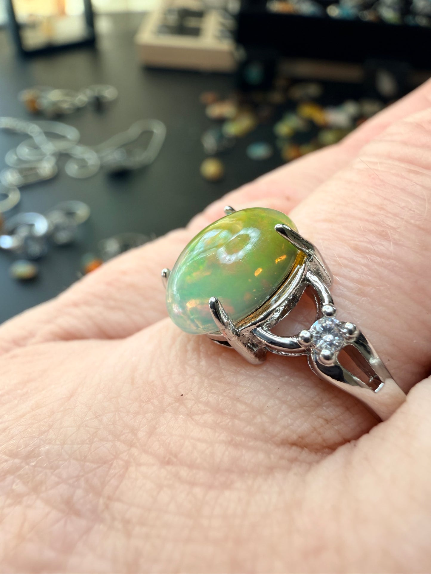 1.9 carat Ethiopian opal adjustable ring