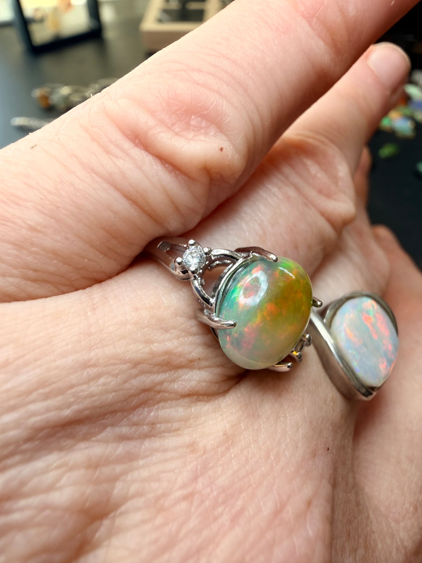 1.9 carat Ethiopian opal adjustable ring