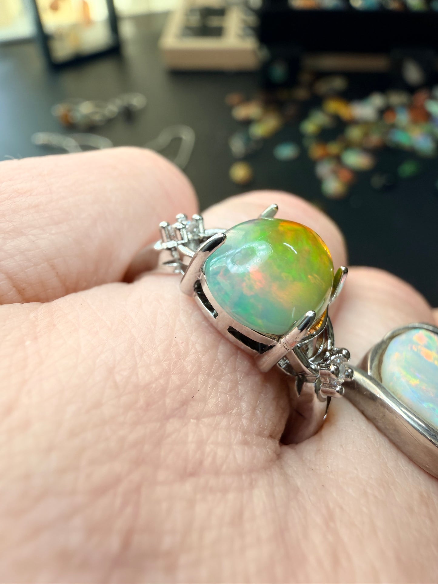 1.9 carat Ethiopian opal adjustable ring