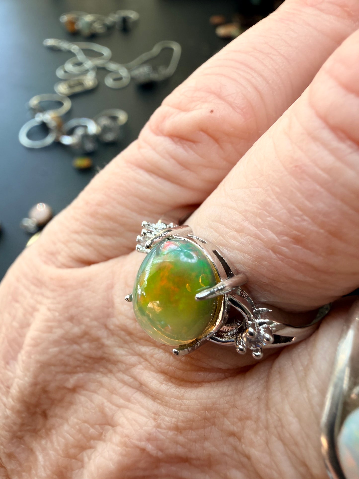 1.9 carat Ethiopian opal adjustable ring