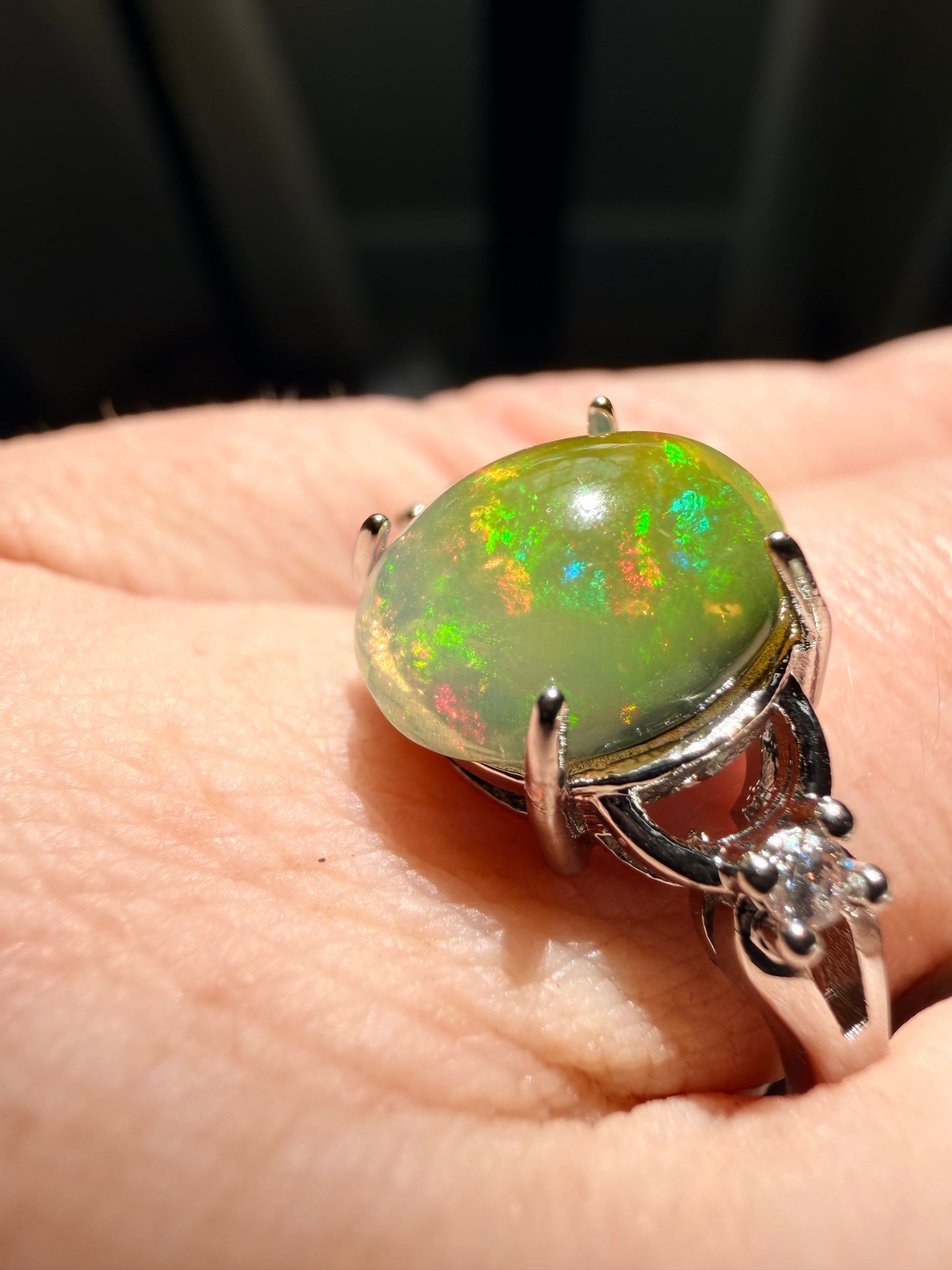 1.9 carat Ethiopian opal adjustable ring