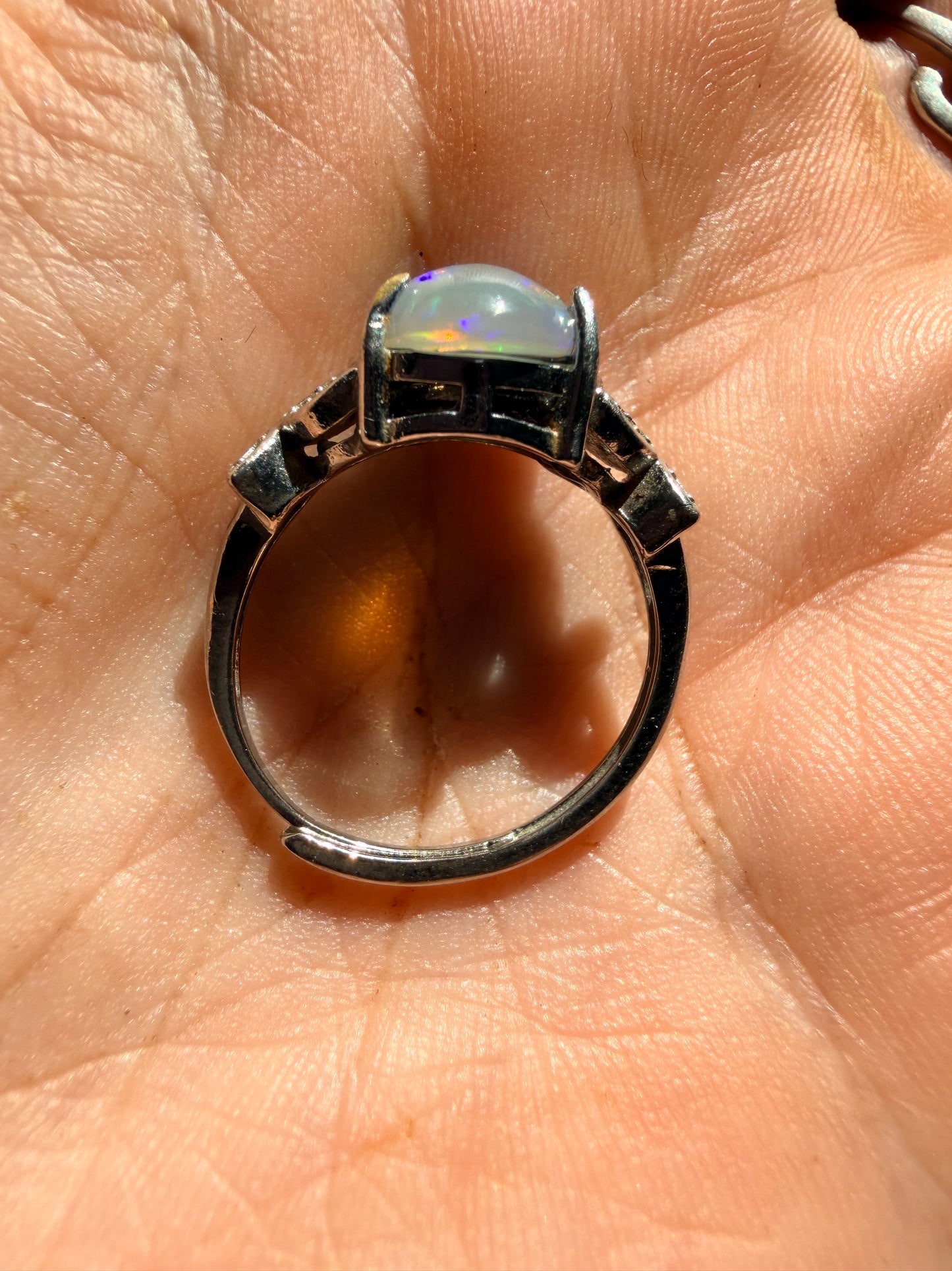 2.1 carat Ethiopian opal adjustable ring green blue