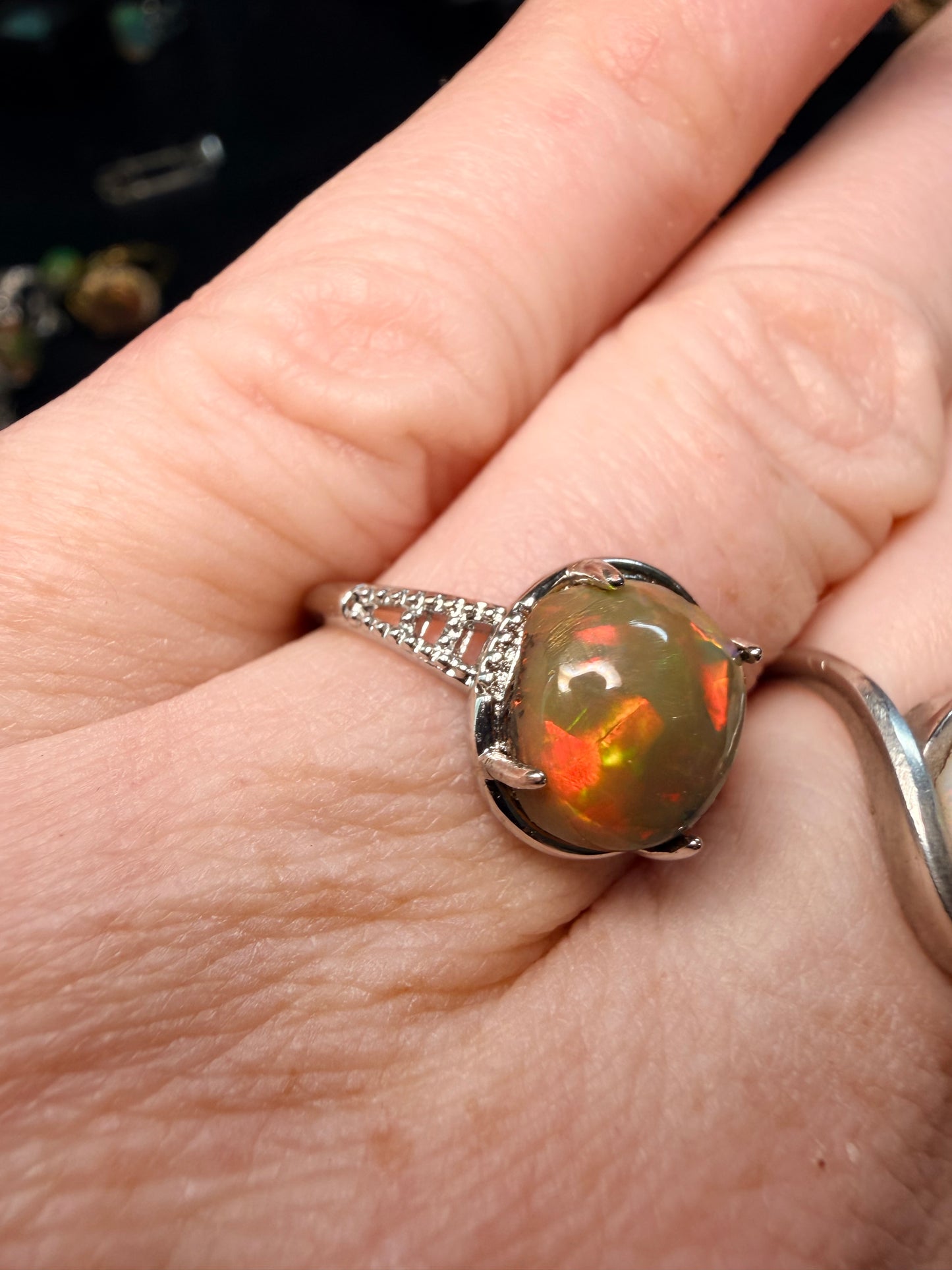2 carat Ethiopian opal adjustable ring