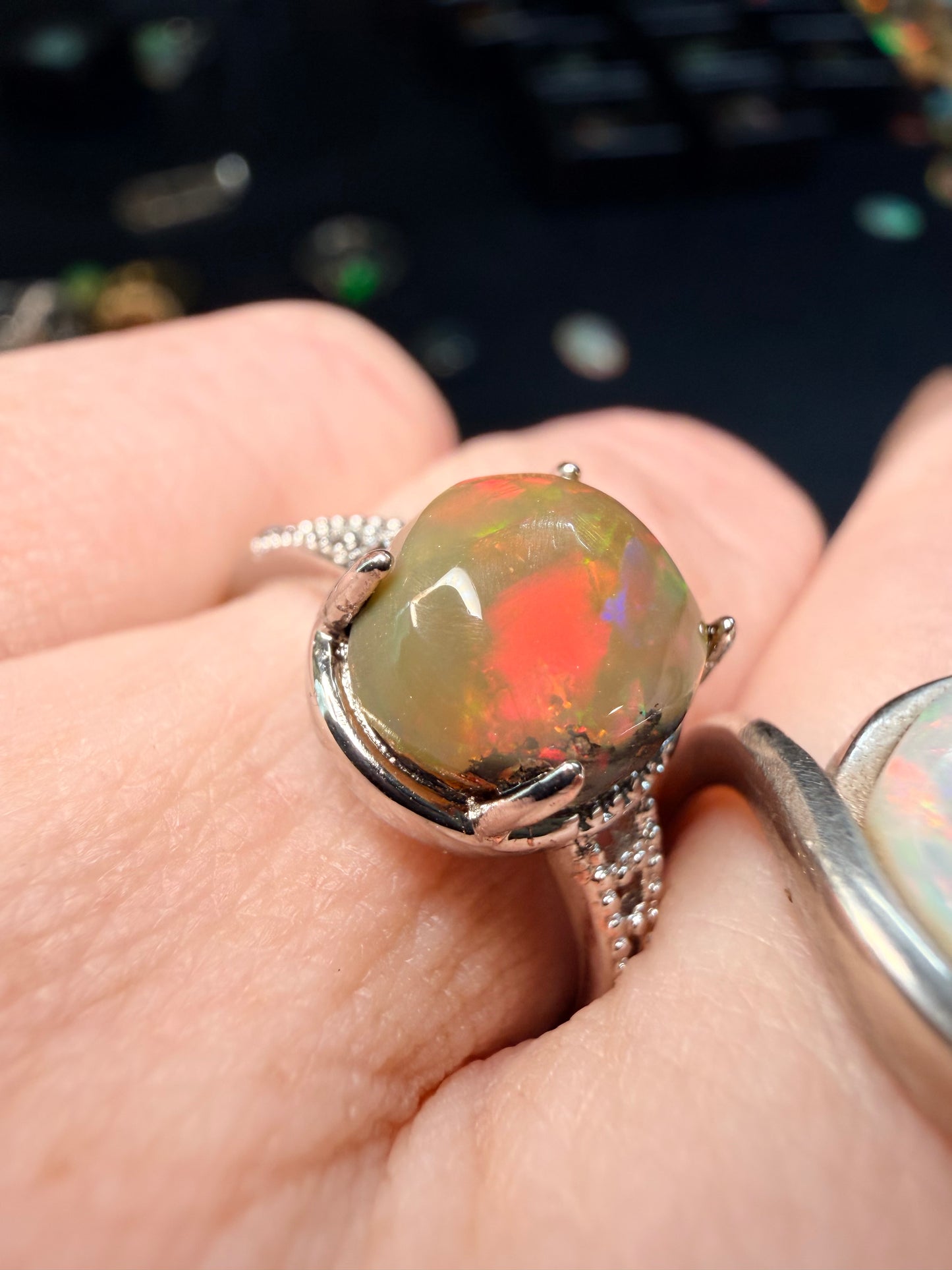 2 carat Ethiopian opal adjustable ring
