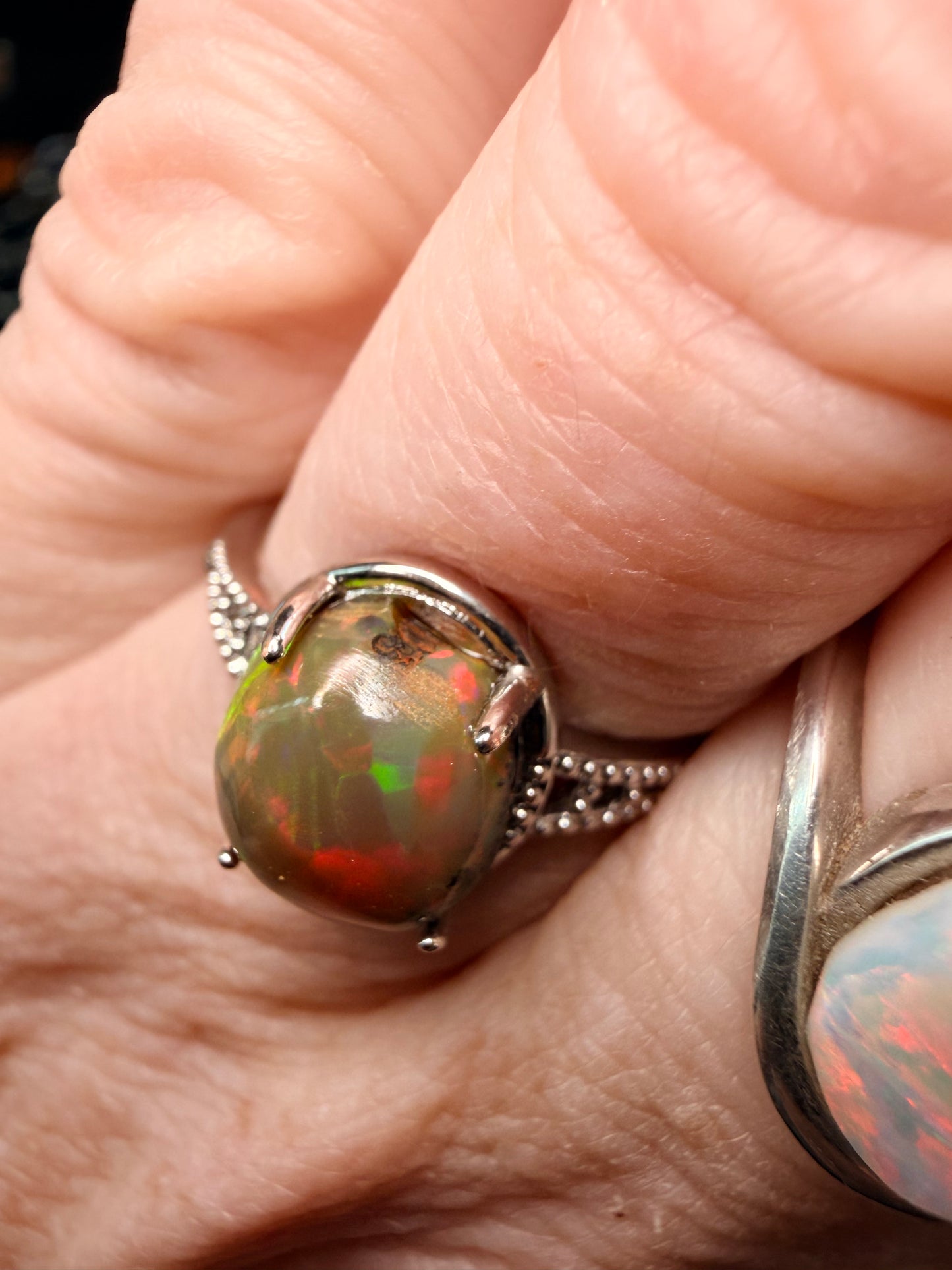 2 carat Ethiopian opal adjustable ring