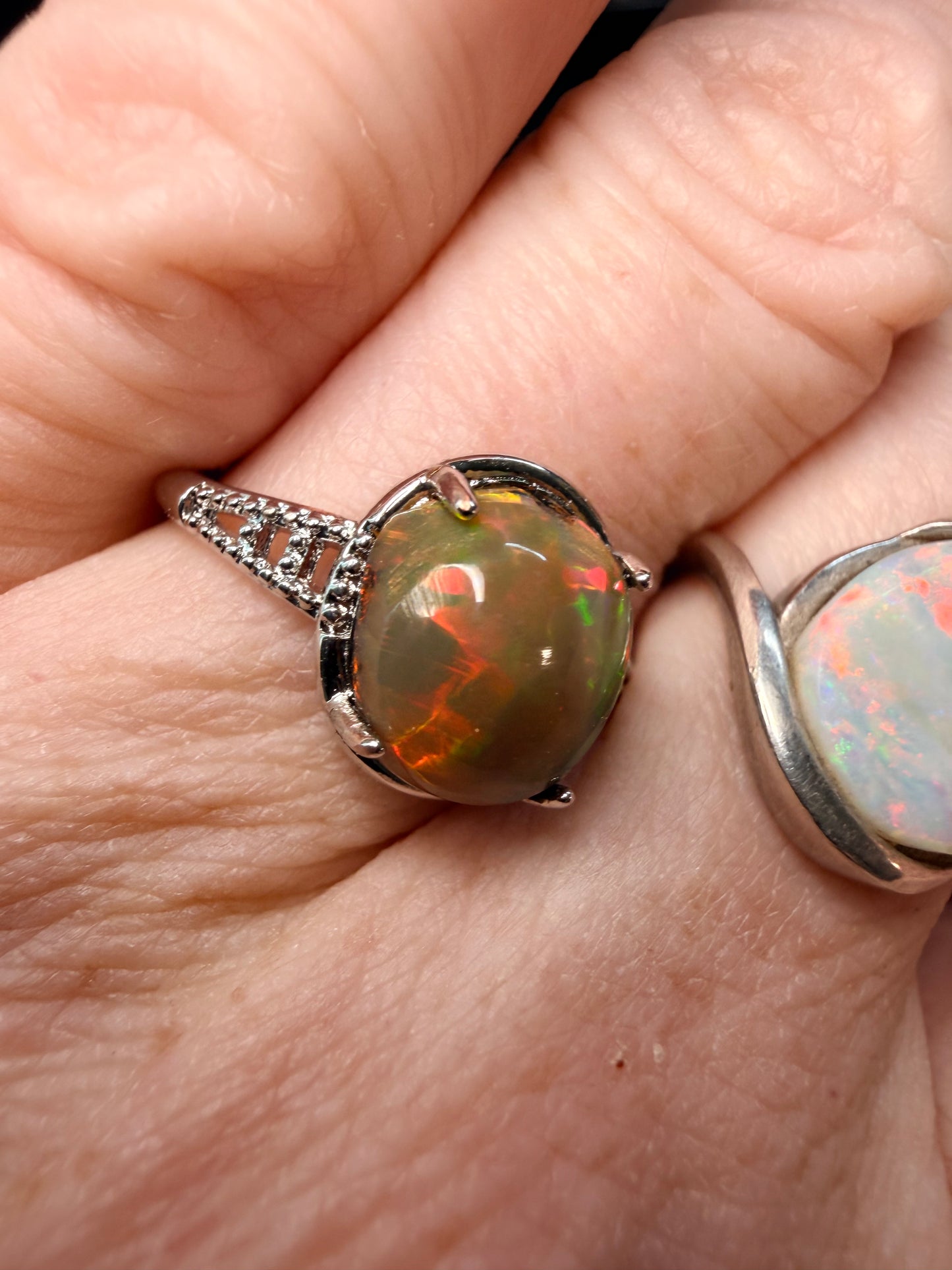 2 carat Ethiopian opal adjustable ring