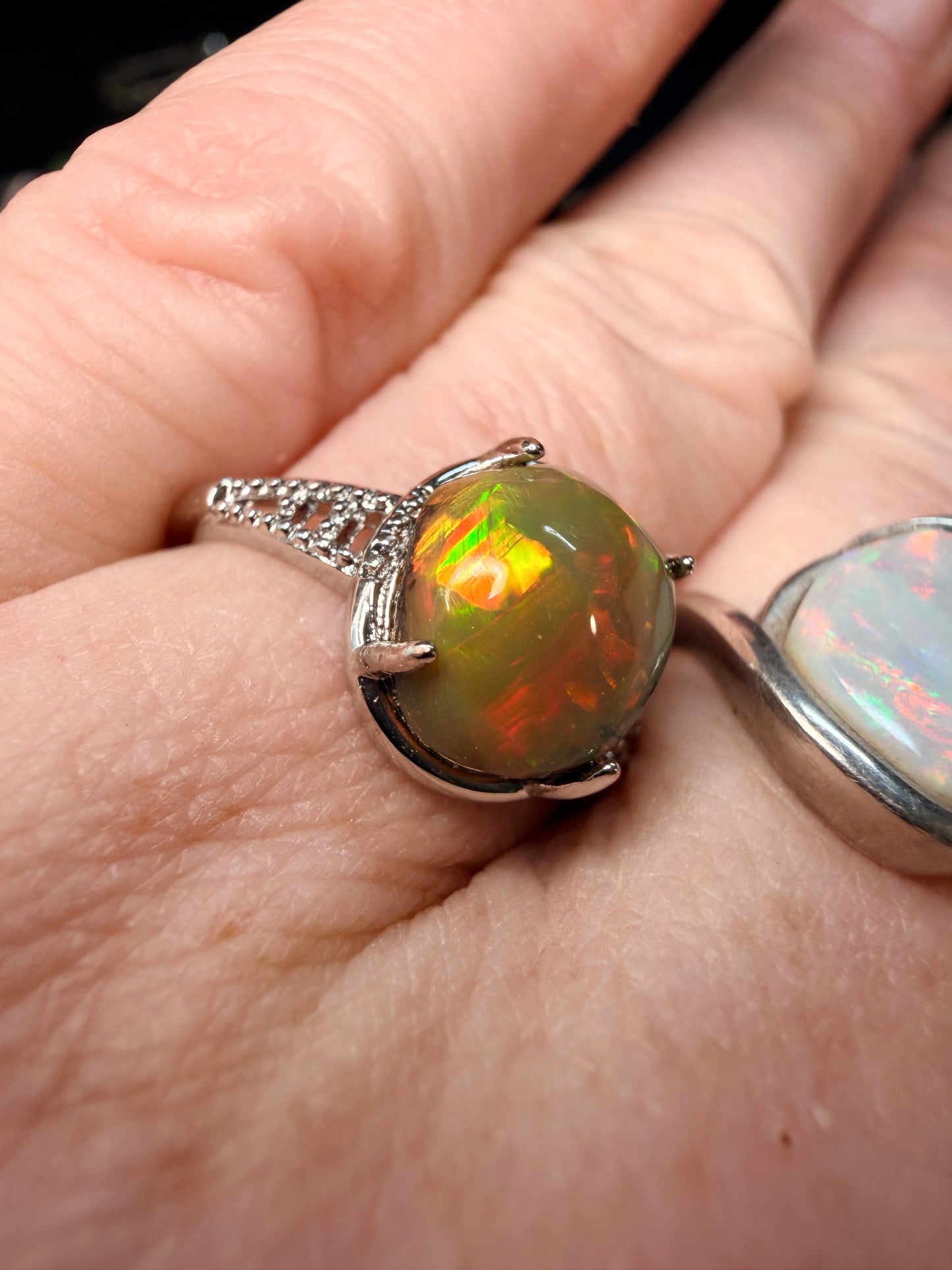 2 carat Ethiopian opal adjustable ring