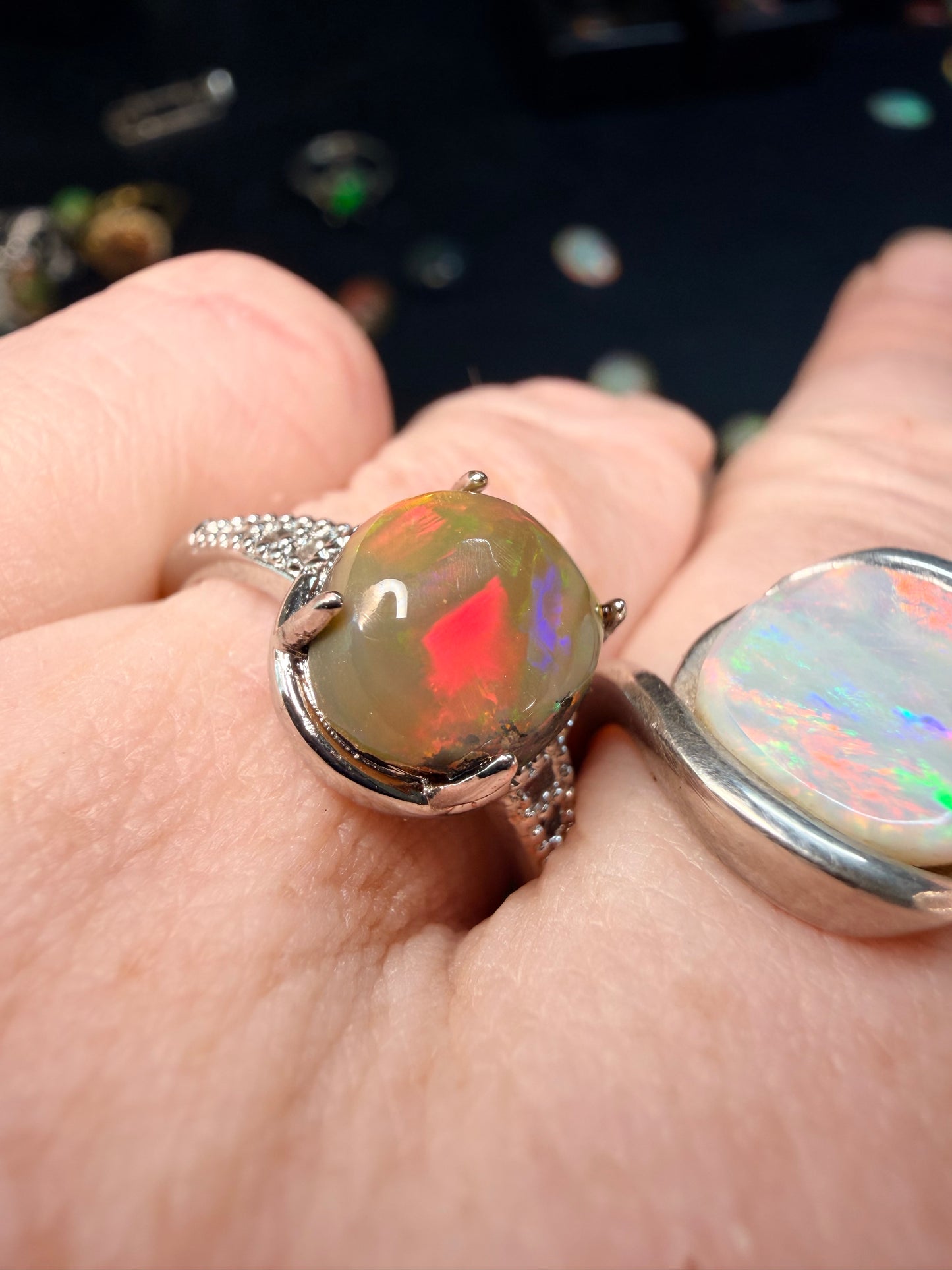 2 carat Ethiopian opal adjustable ring