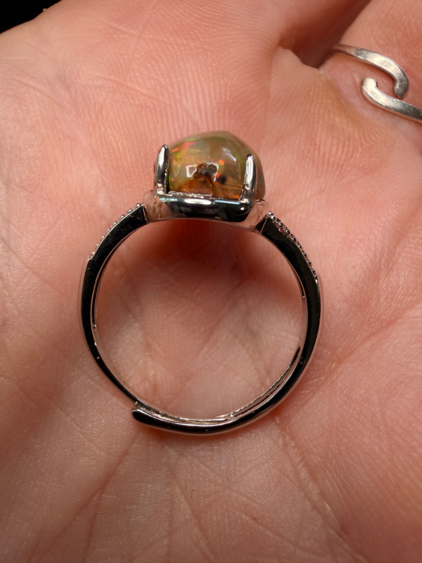 2 carat Ethiopian opal adjustable ring