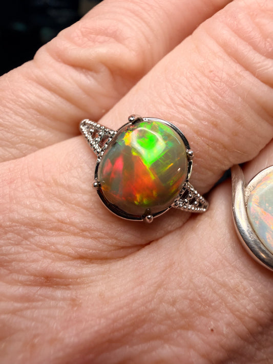 2 carat Ethiopian opal adjustable ring