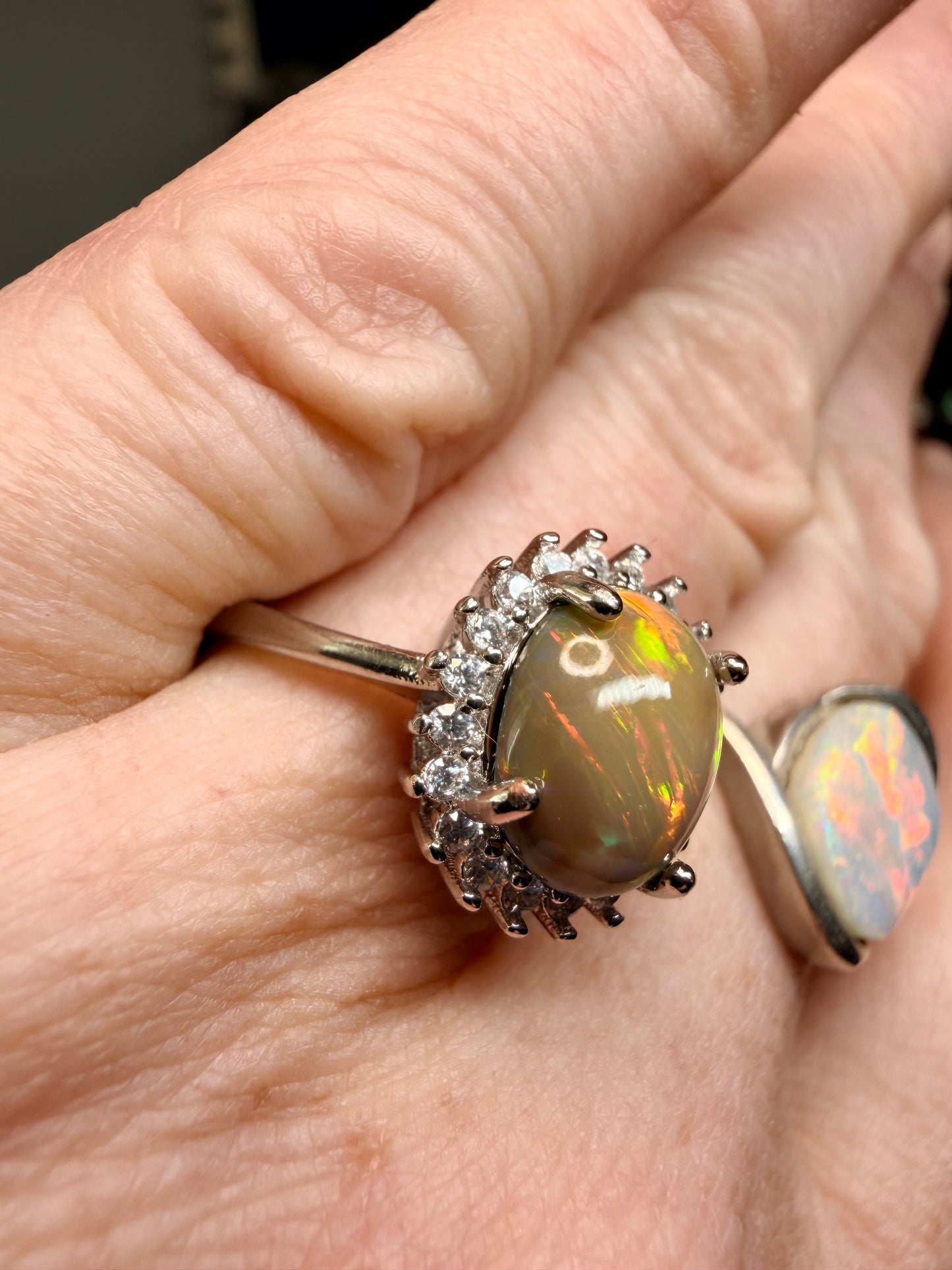 2.1 carat Ethiopian opal adjustable ring in 925 setting