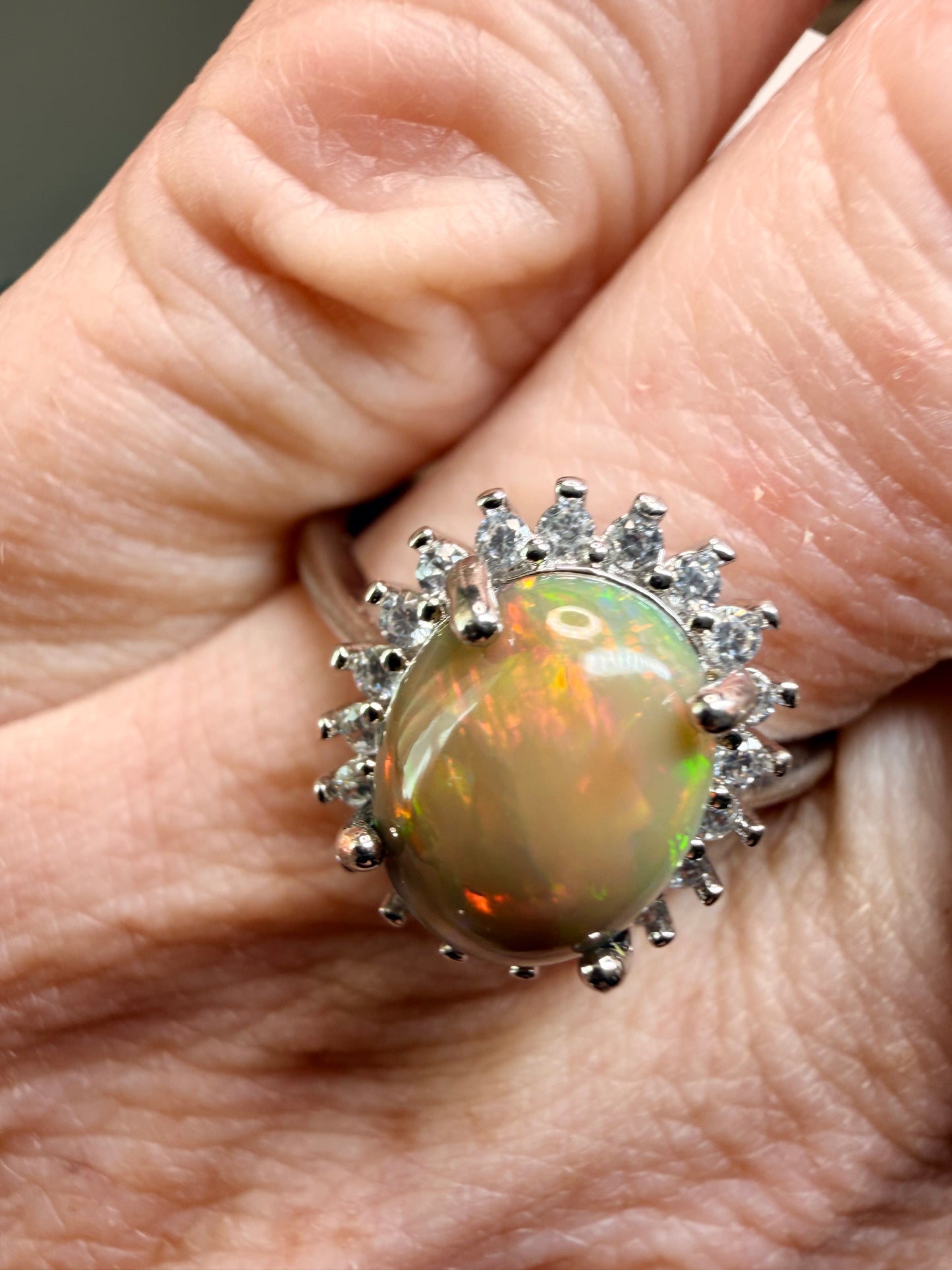 2.1 carat Ethiopian opal adjustable ring in 925 setting