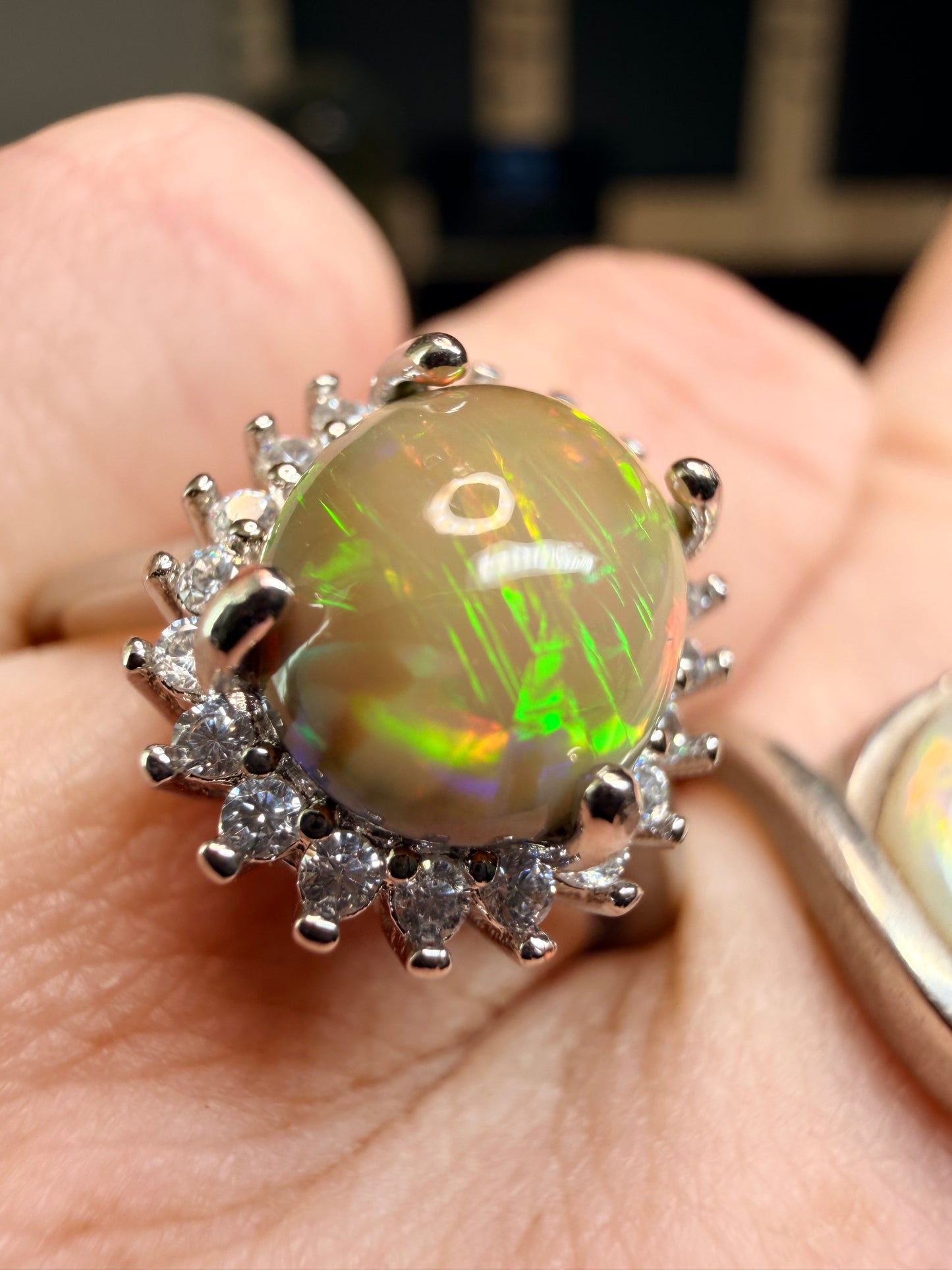 2.1 carat Ethiopian opal adjustable ring in 925 setting