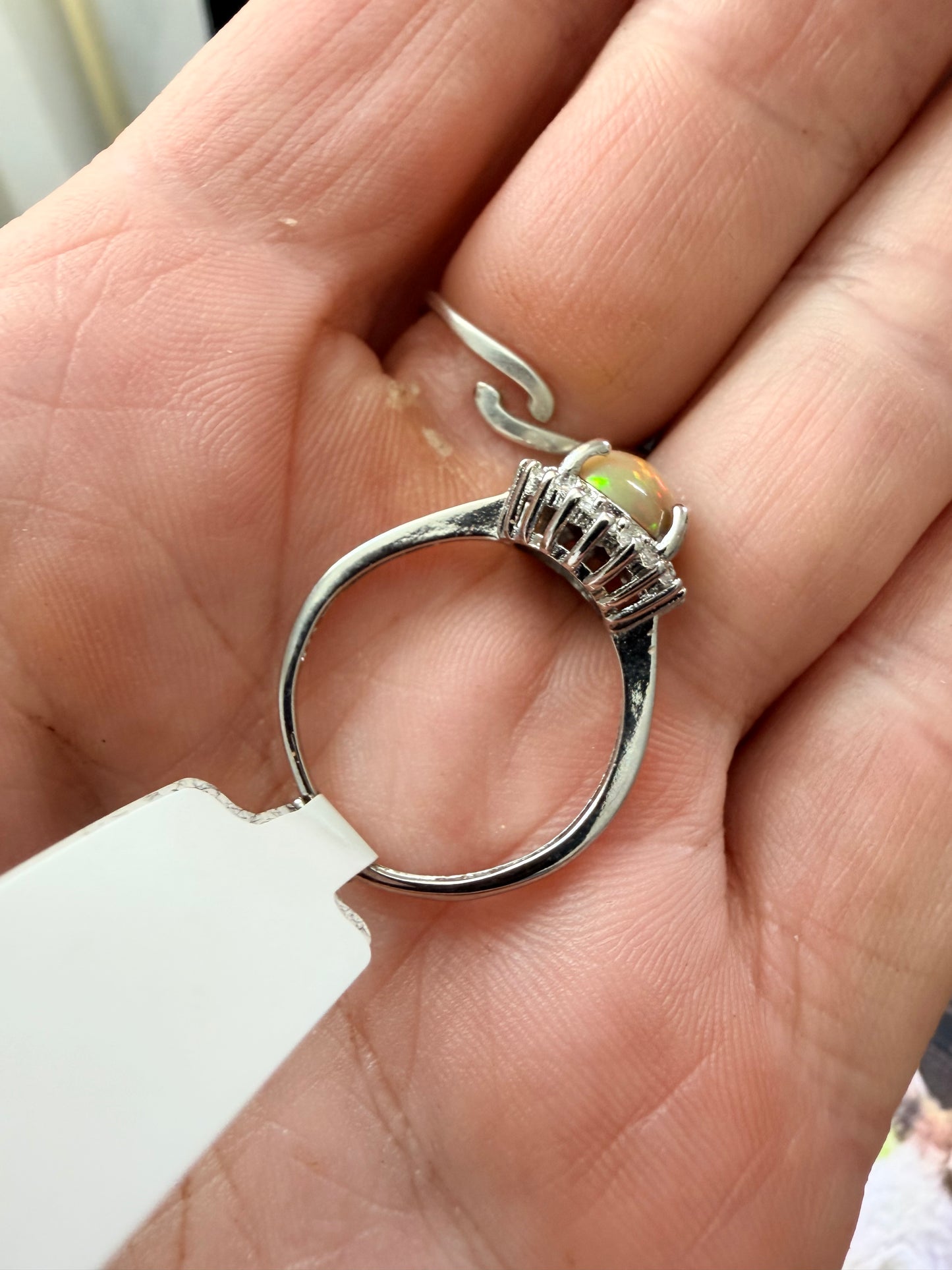 2.1 carat Ethiopian opal adjustable ring in 925 setting