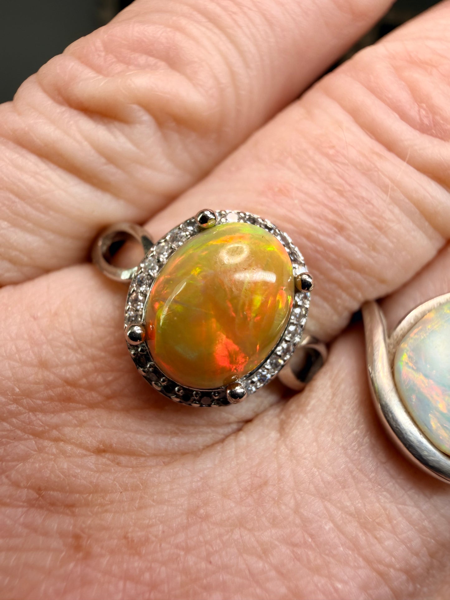 2.4 carat Ethiopian opal adjustable ring orange yellow