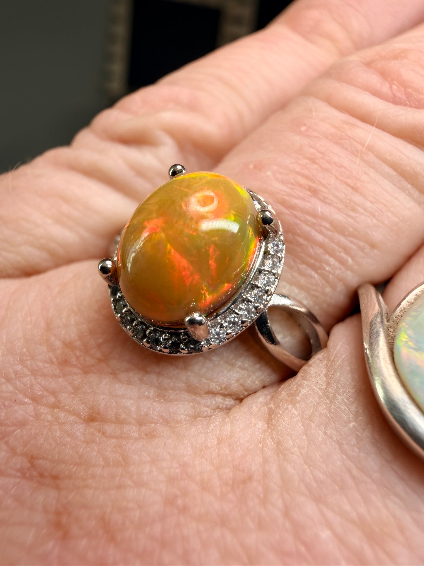 2.4 carat Ethiopian opal adjustable ring orange yellow