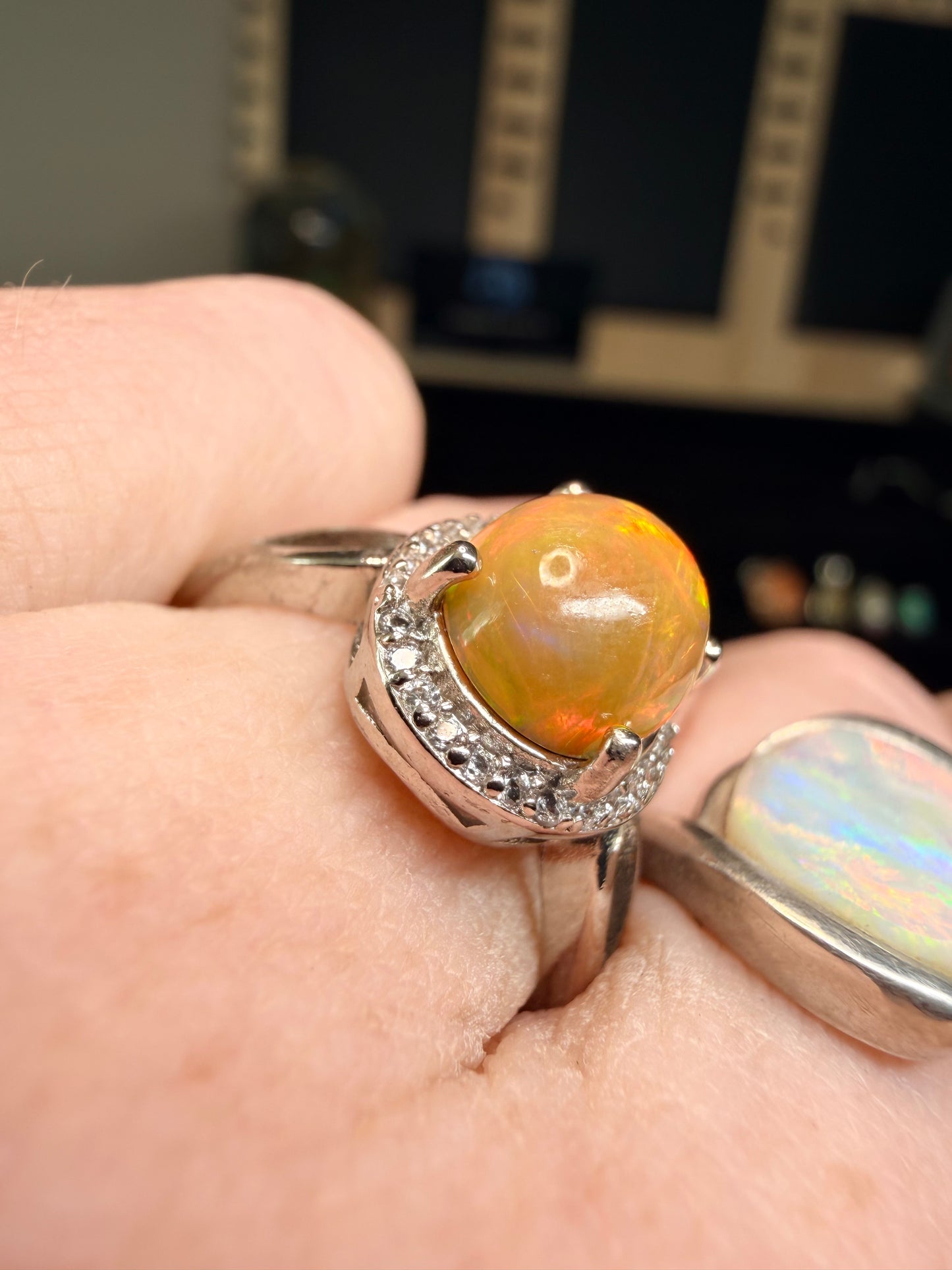 2.4 carat Ethiopian opal adjustable ring orange yellow